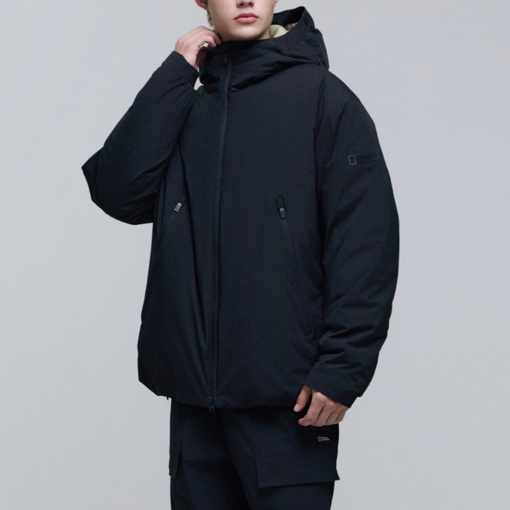 Men'S Urban Hoodie Down Jacket- Carbon Black