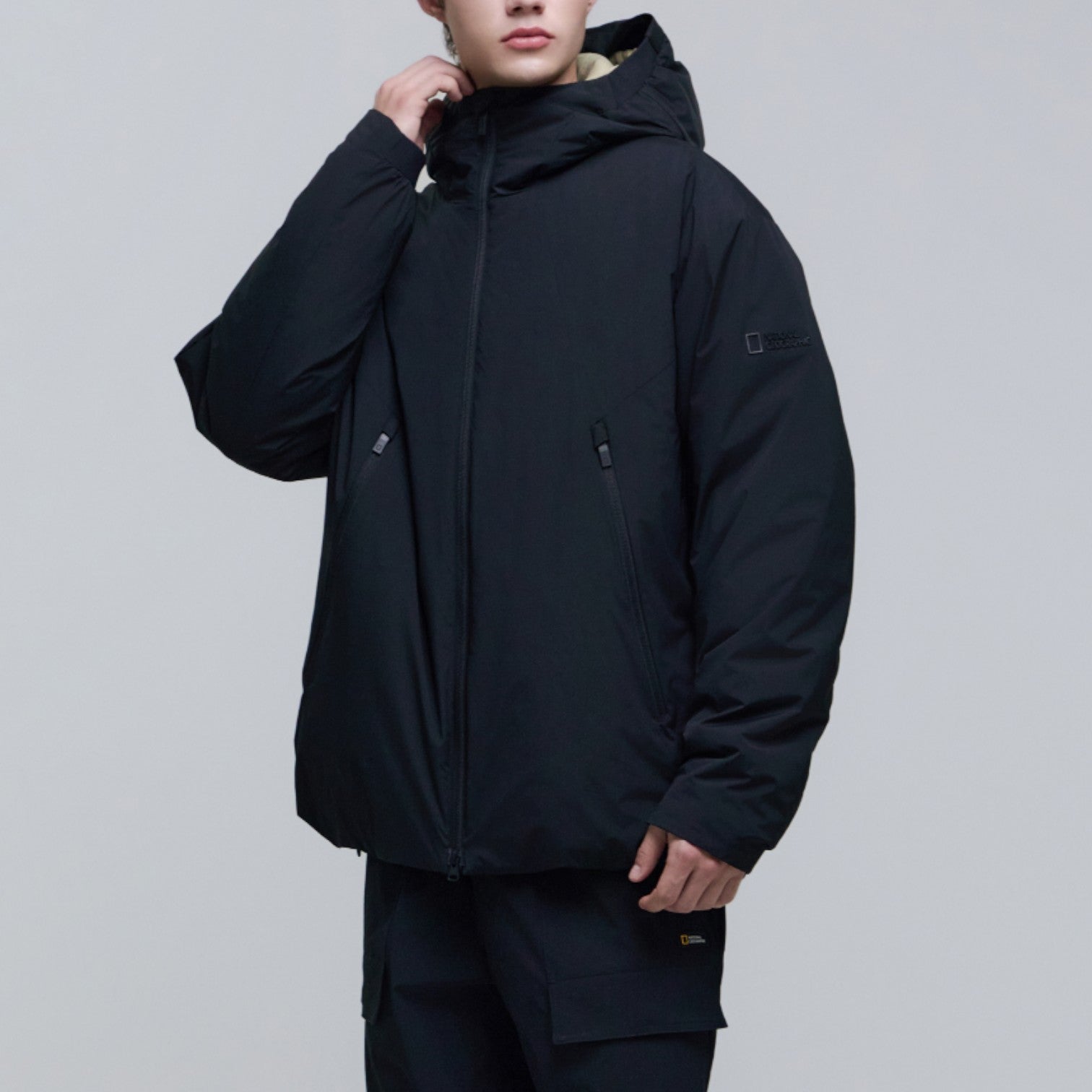 Men'S Urban Hoodie Down Jacket- Carbon Black