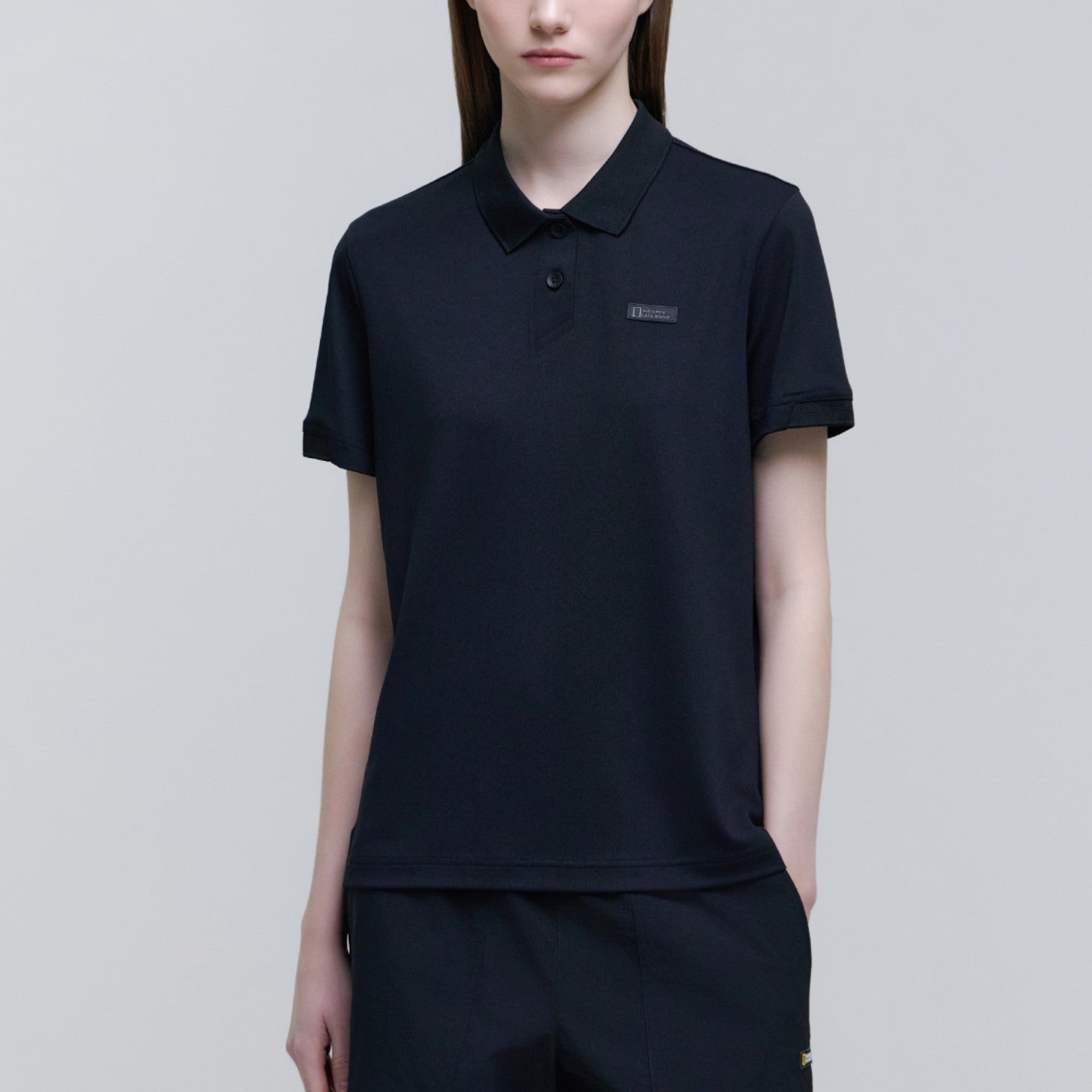 WOMEN'S WELLAKA COOLING BASIC FIT PIQUE COLLAR T-SHIRT- CARBON BLACK