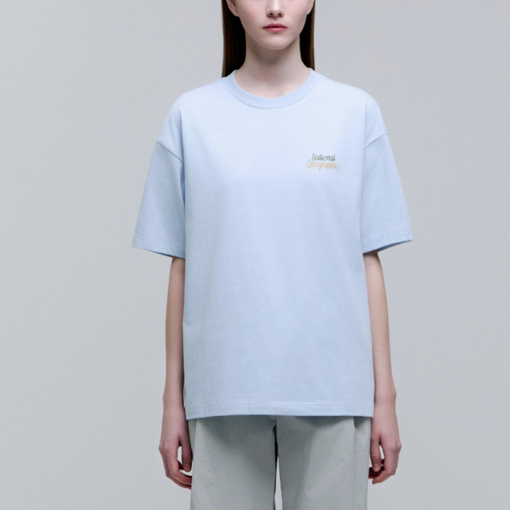 Unisex Regen Askin Travel Graphic Semi Oversized T-Shirt- L/Blue