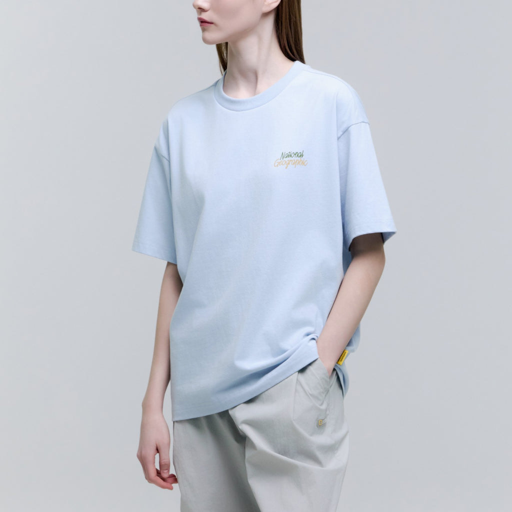 Unisex Regen Askin Travel Graphic Semi Oversized T-Shirt- L/Blue