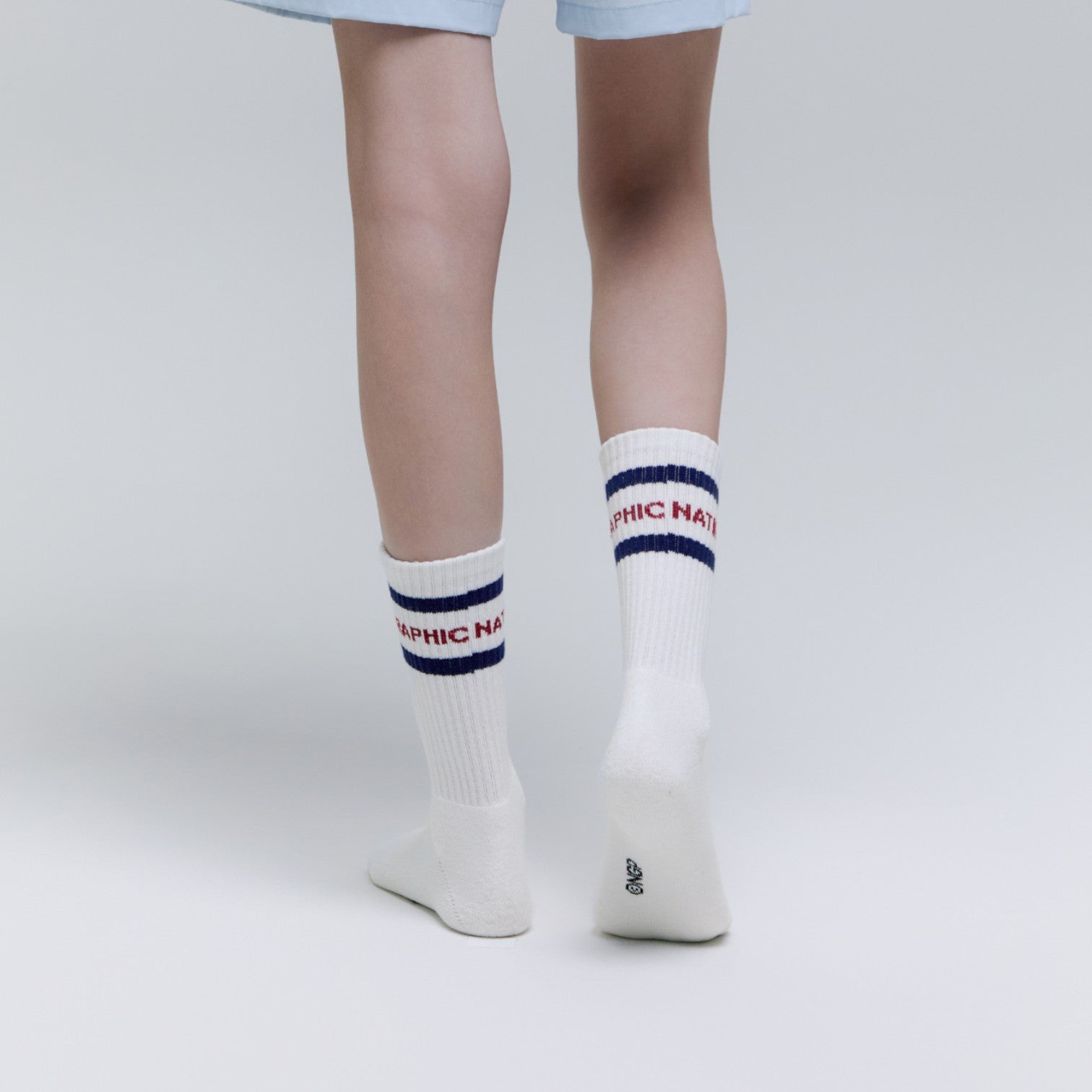 Unisex Stripe Crew Socks- Navy