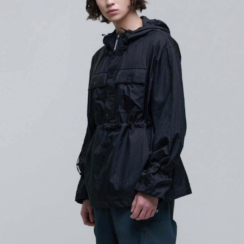 Unisex Nrn Out Pocket Shirring Hoodie Anorak- Carbon Black