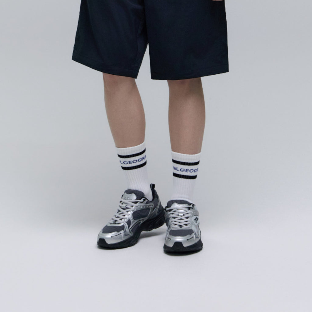 Unisex Stripe Crew Socks- Black