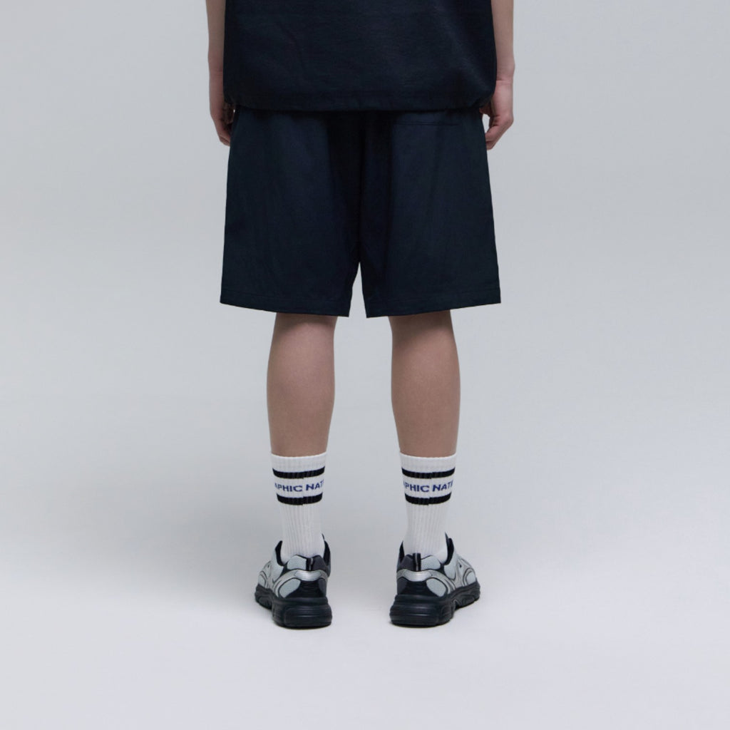 Unisex Stripe Crew Socks- Black