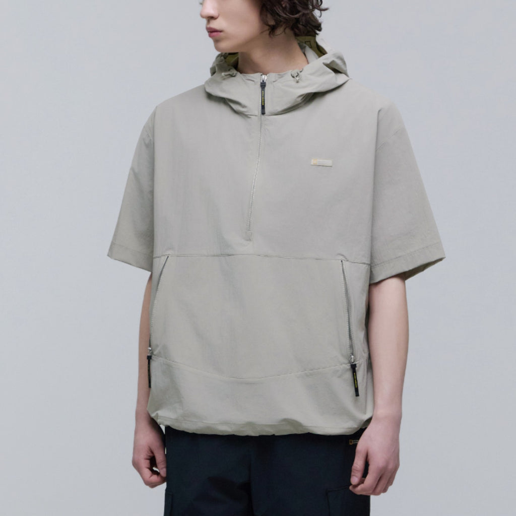 Unisex Adelie Light Woven Stretch Short Sleeves Anorak- Agate Grey
