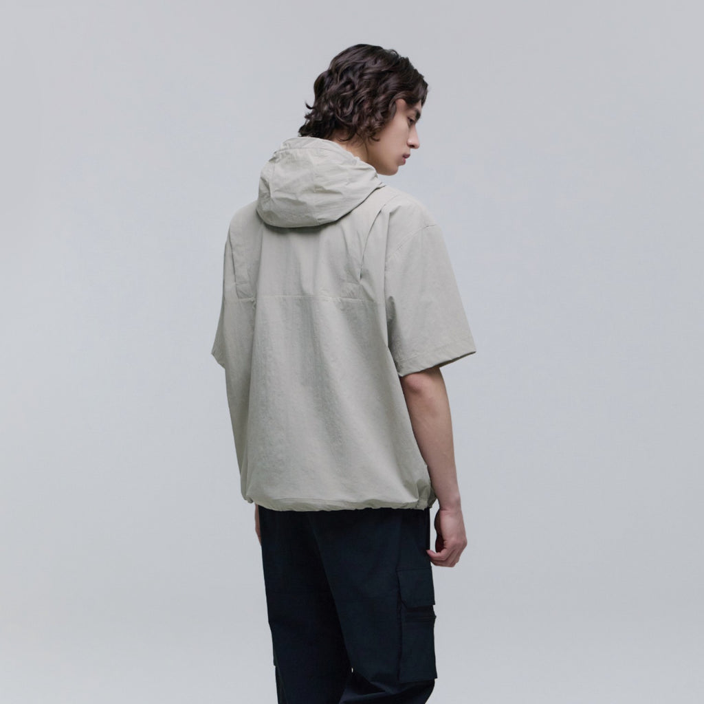 Unisex Adelie Light Woven Stretch Short Sleeves Anorak- Agate Grey