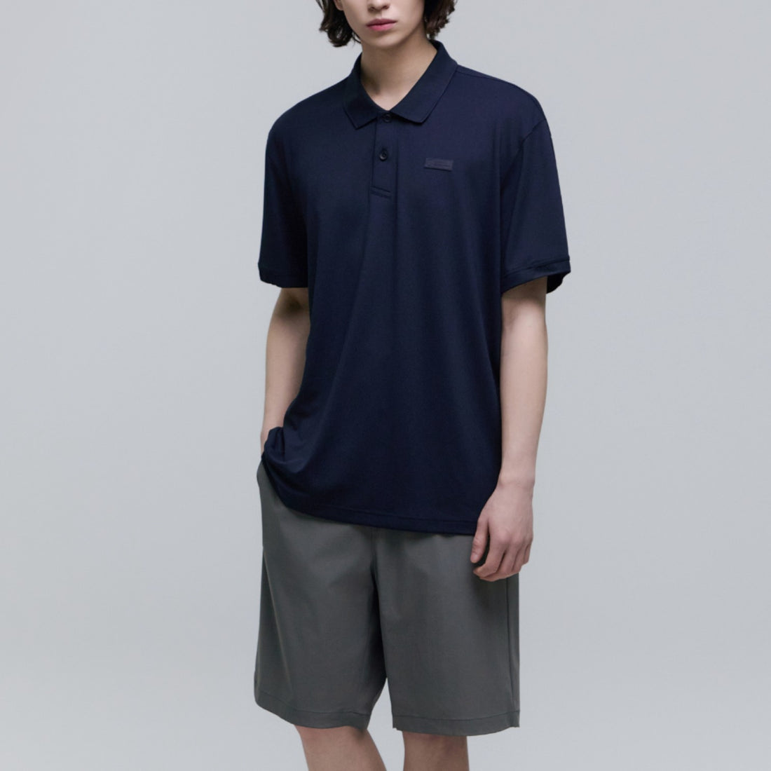 WELLAKA COOLING BASIC FIT PIQUE COLLAR T-SHIRT- DEEP SEA NAVY