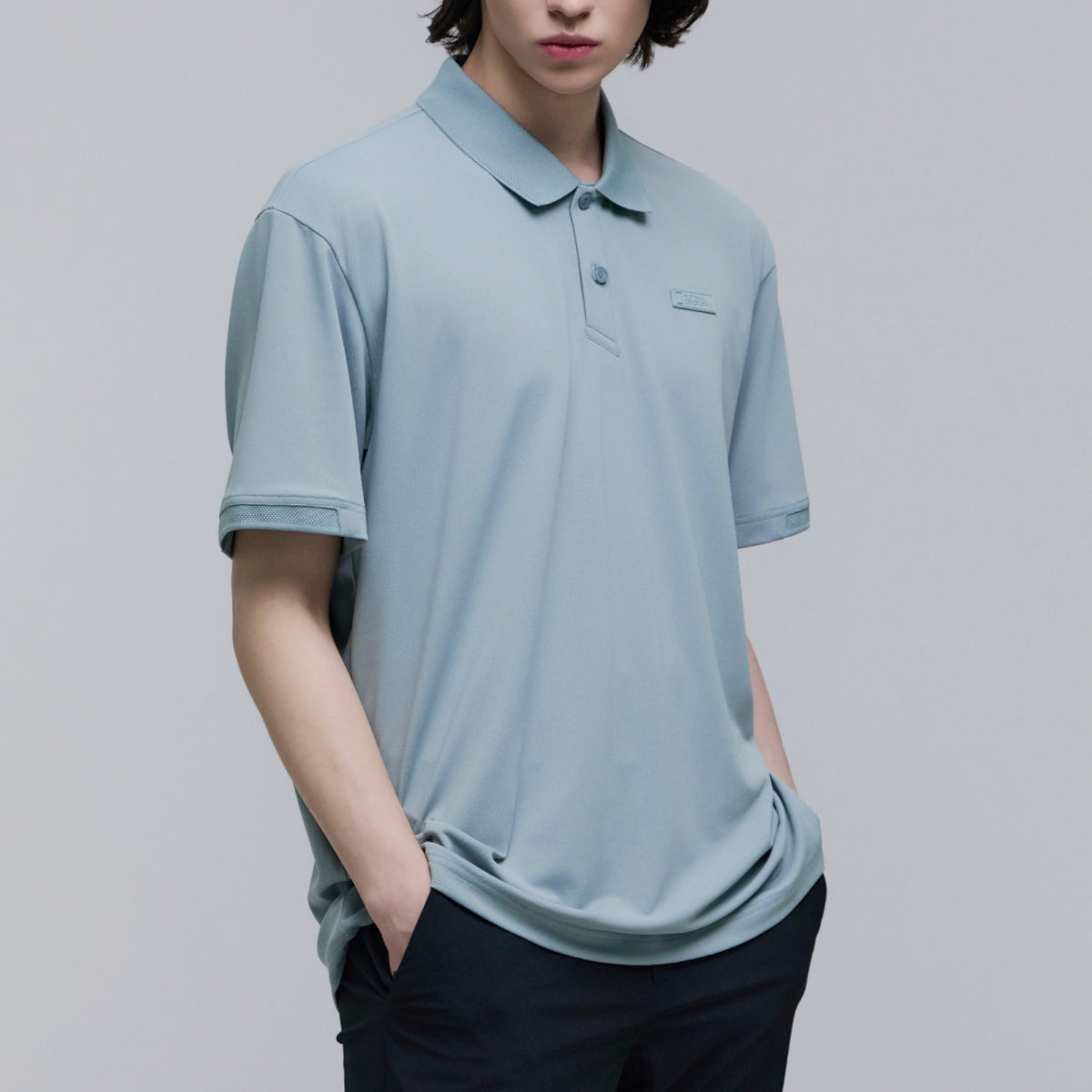 Wellaka Cooling Basic Fit Pique Collar T-Shirt- G/Mint