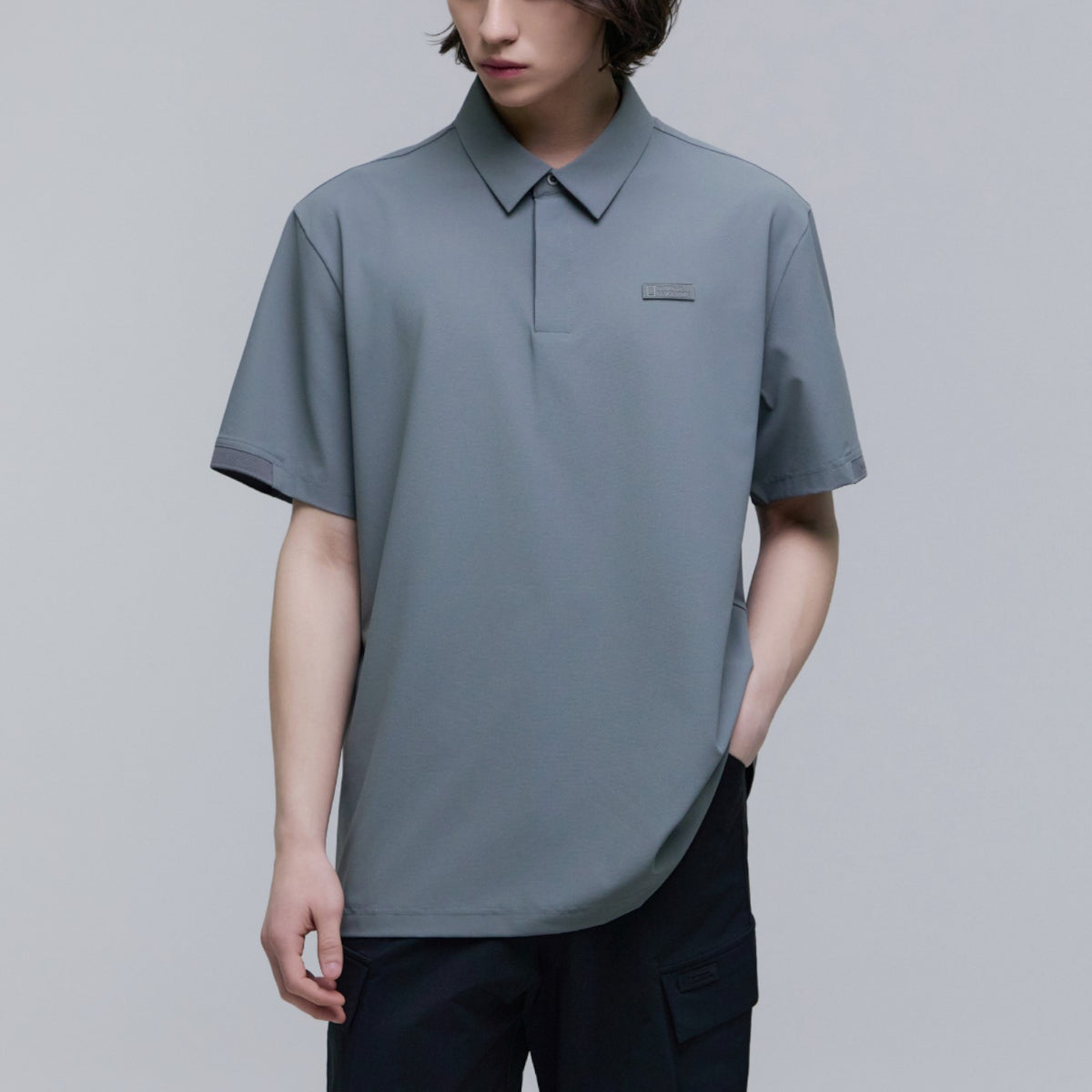 Men'S Urban City Functional Semi-Over Fit Collar T-Shirt- Iron Grey