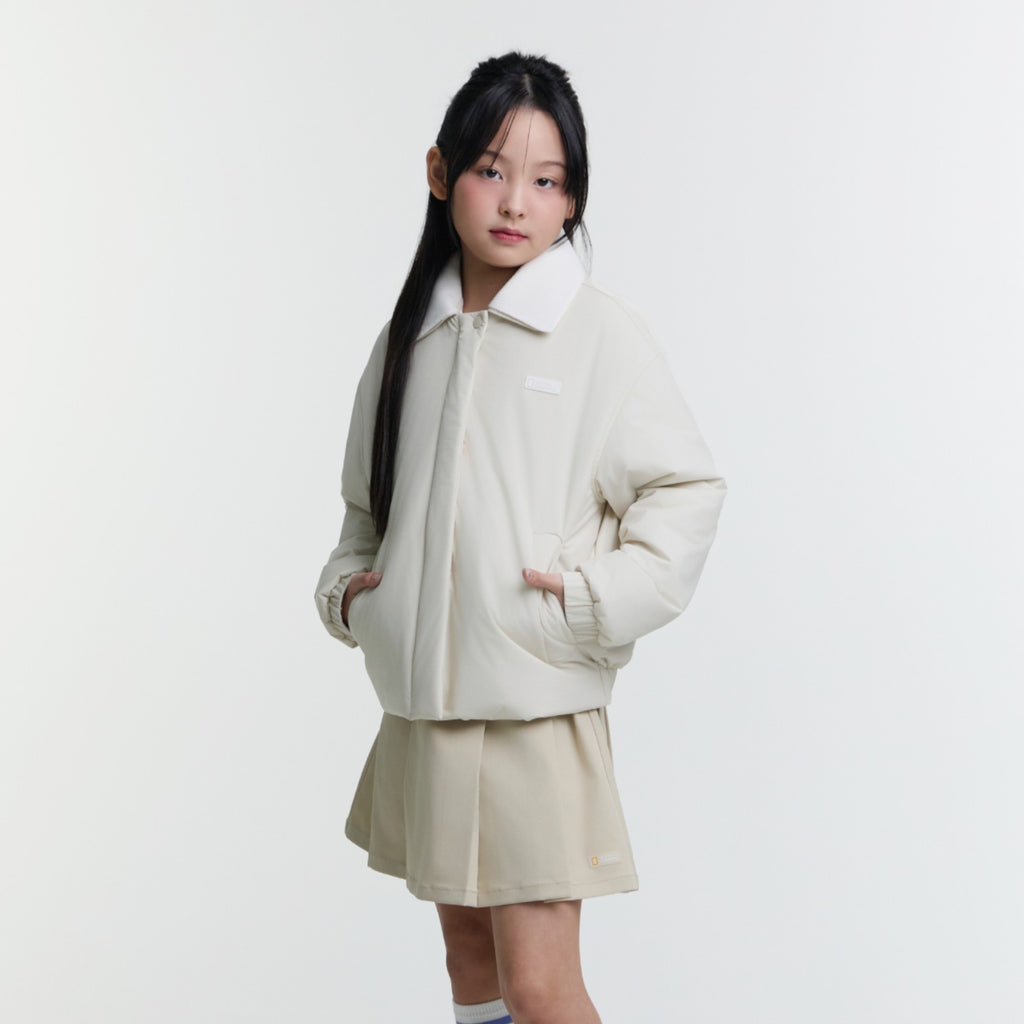 Kids Girls Padding Jacket- Cream