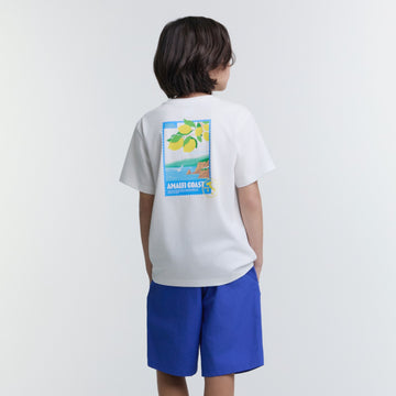 KIDS AMALFI COAST LEMONS GRAPHIC T-SHIRT- WHITE