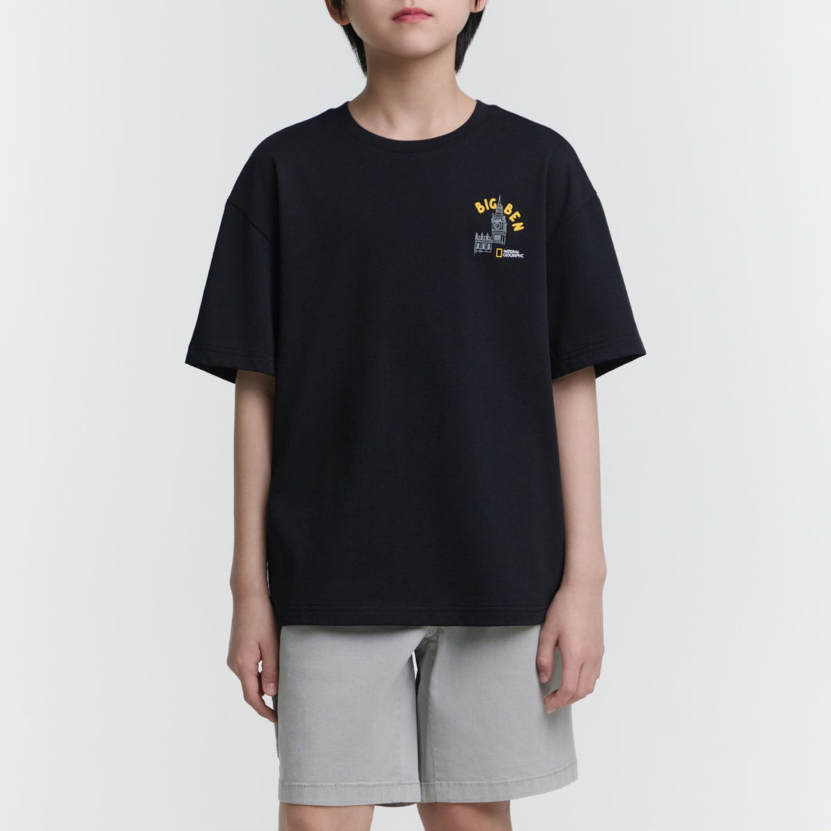 Kids Travel Big Ben Graphic T-Shirt- Carbon Black