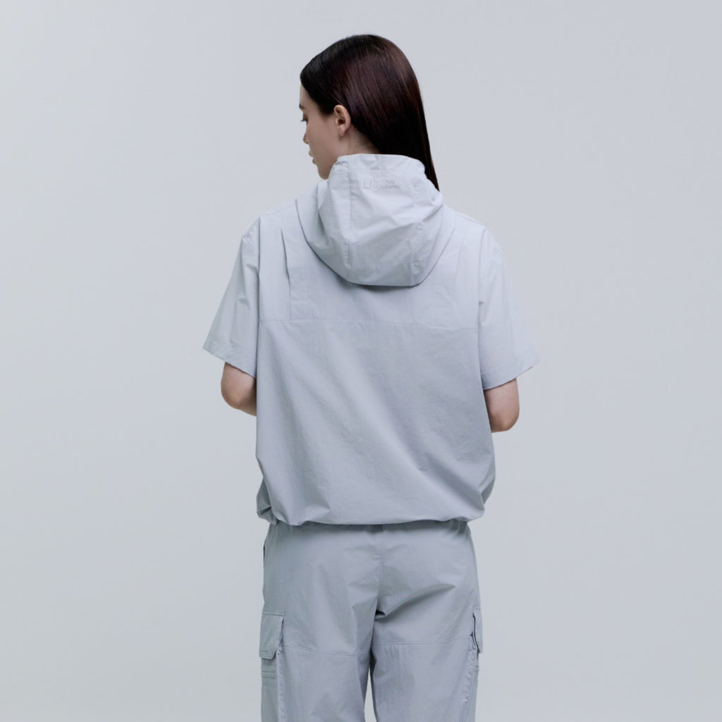 Unisex Adelie Light Woven Stretch Short Sleeves Anorak- Silver Grey