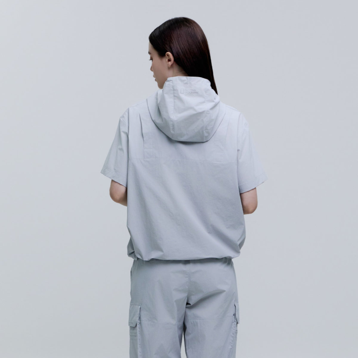Unisex Adelie Light Woven Stretch Short Sleeves Anorak- Silver Grey