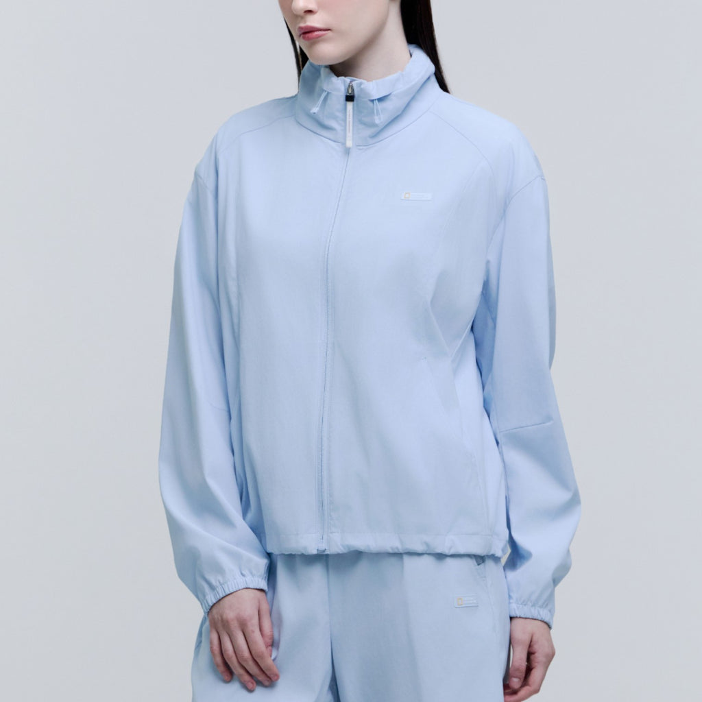 Women'S Frozen Cube Standneck Windbreaker- L/ Blue