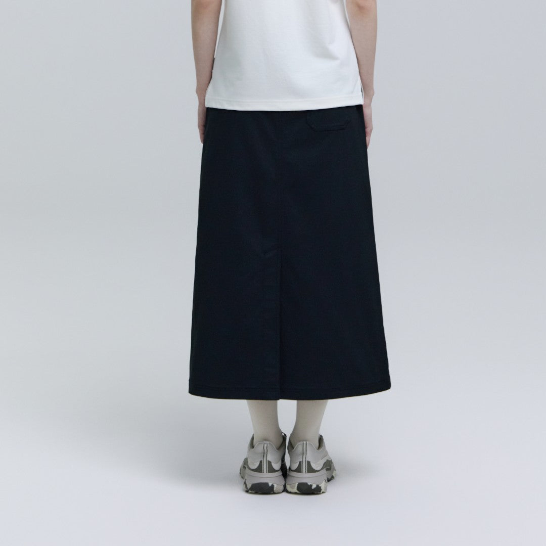 Women'S Waist Banded Long Skirt- Carbon Black