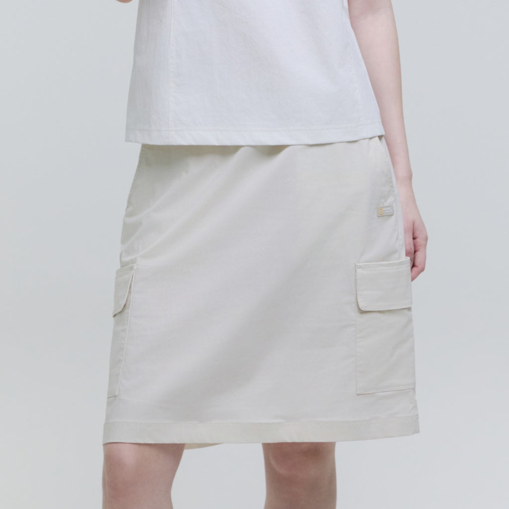 Women'S Woven Cargo Skirt- L/Beige