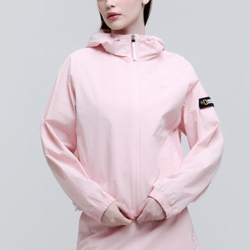 WOMEN'S ADELIE LIGHT WOVEN STRETCH FULL ZIP UP HOODED JACKET- L/PINK