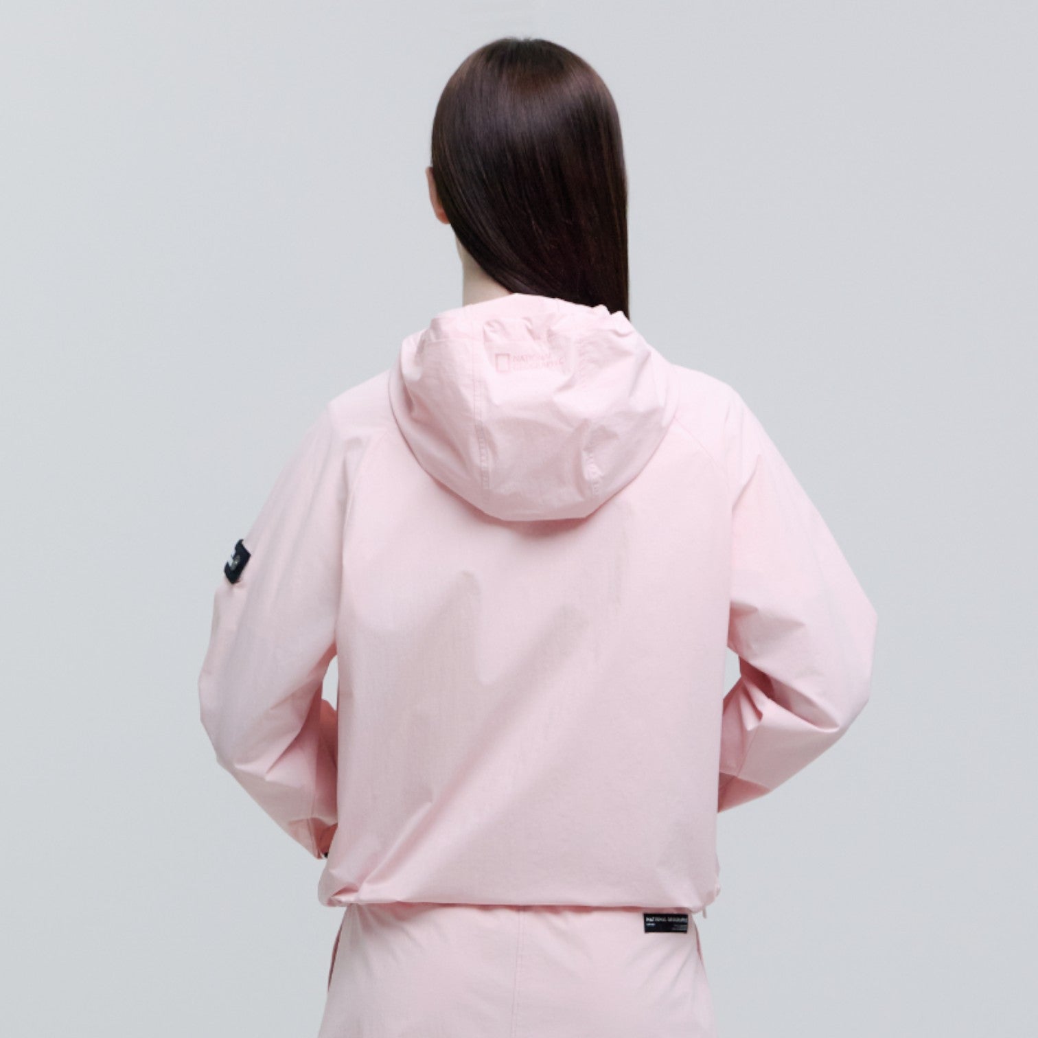 Women'S Adelie Light Woven Stretch Full Zip Up Hooded Jacket- L/Pink