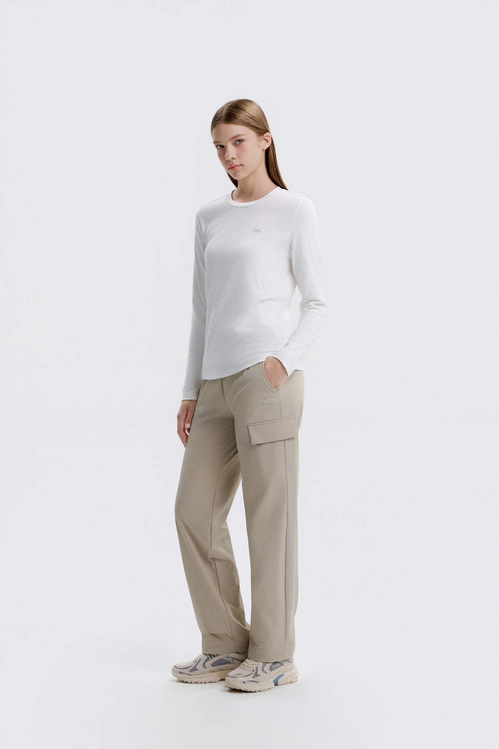 Women'S Archelon Woven Stretch Basic Fit Straight Pants- Mourning Beige
