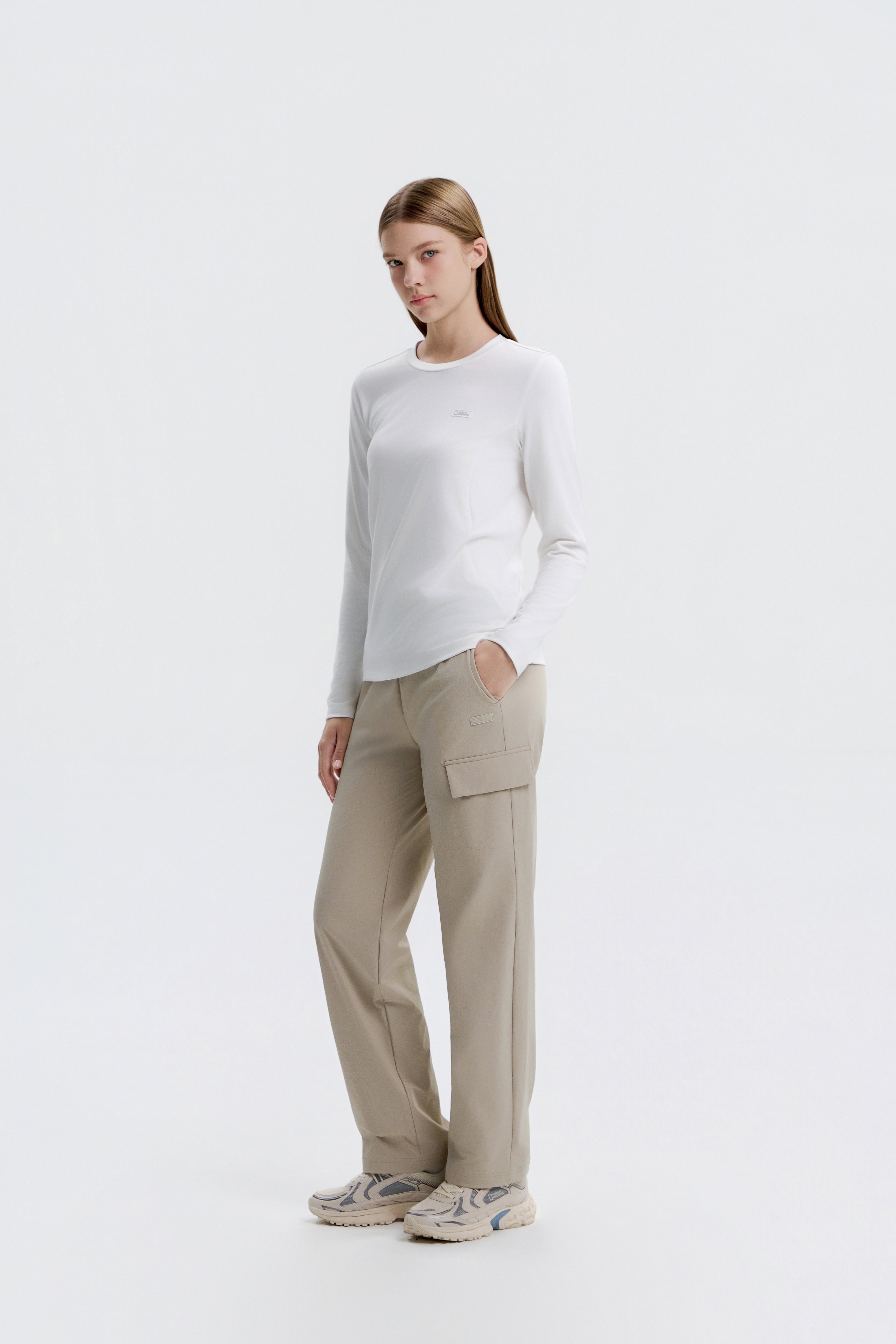 Women'S Archelon Woven Stretch Basic Fit Straight Pants- Mourning Beige