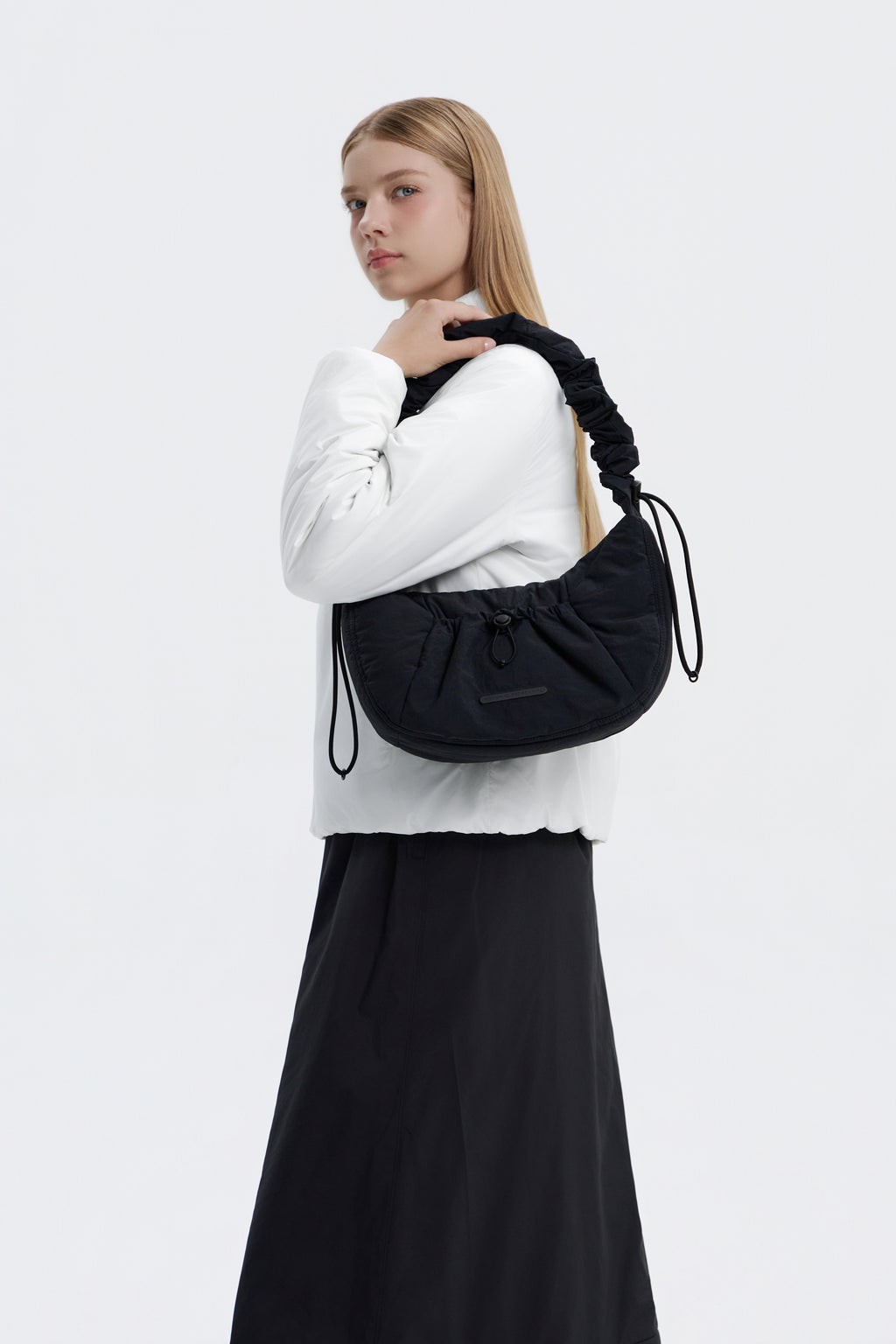 Women'S Padded String Bag- Black