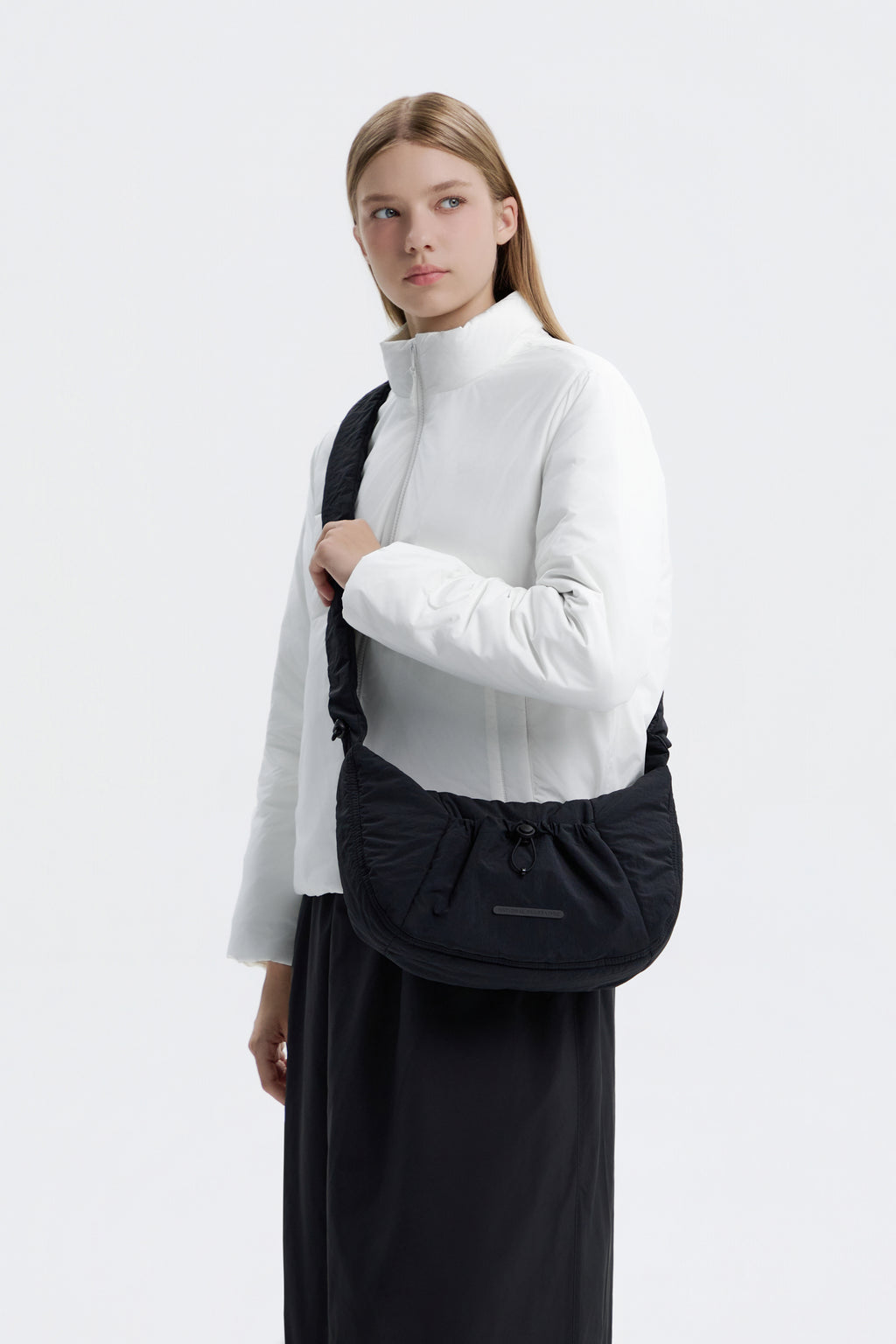 Women'S Padded String Bag- Black