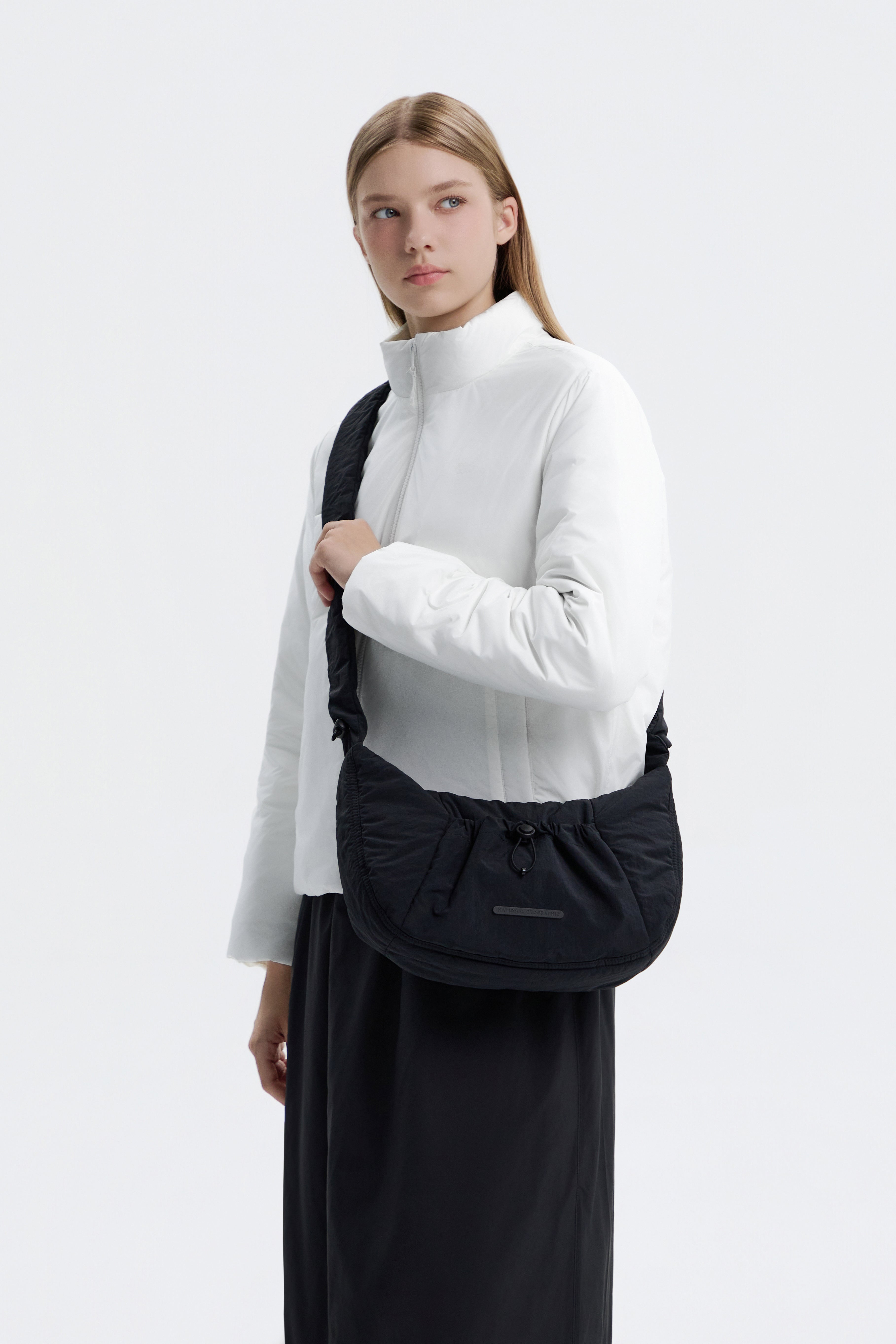 Women'S Padded String Bag- Black