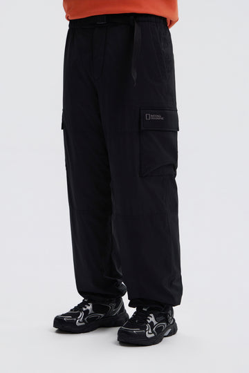 UNISEX NRN WIDE PADDING CARGO PANTS- BLACK