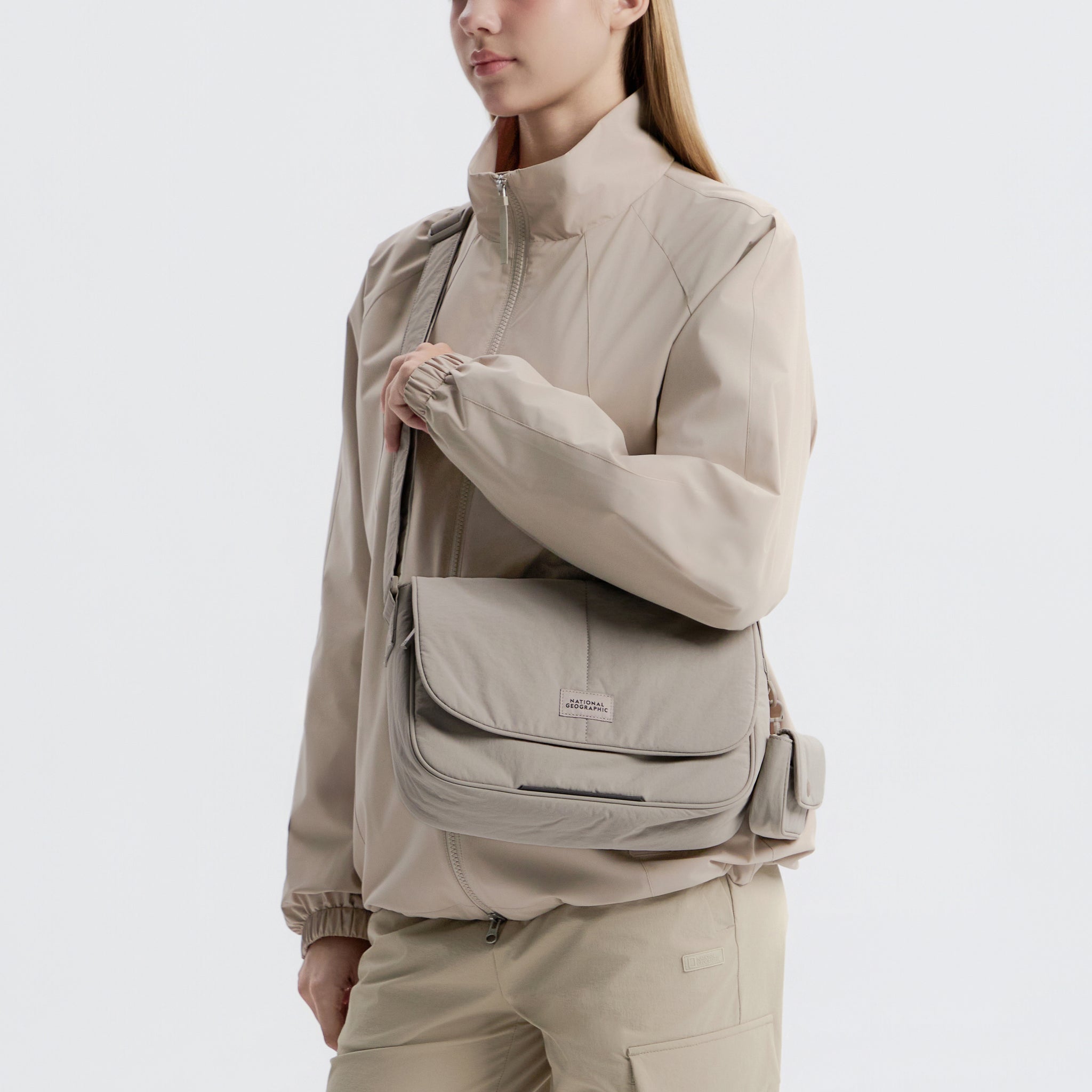 WOMEN'S LIGHTWEIGHT CROSS BAG- BEIGE