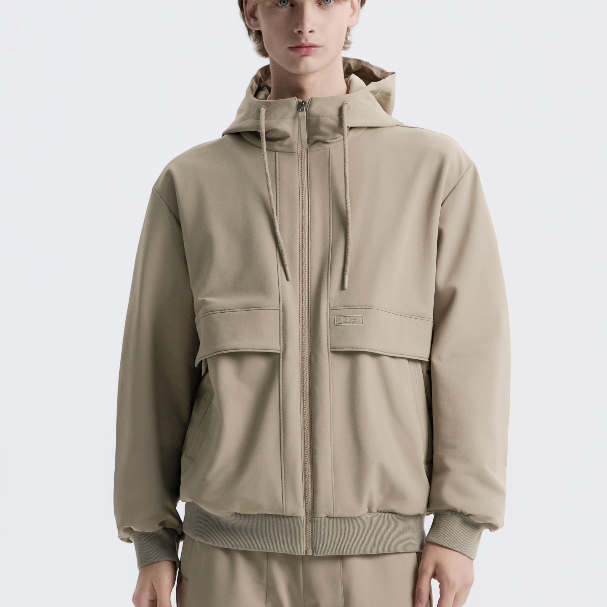 UNISEX ARCHELON DOUBLE WARM WOVEN HOODIE ZIP UP- BEIGE