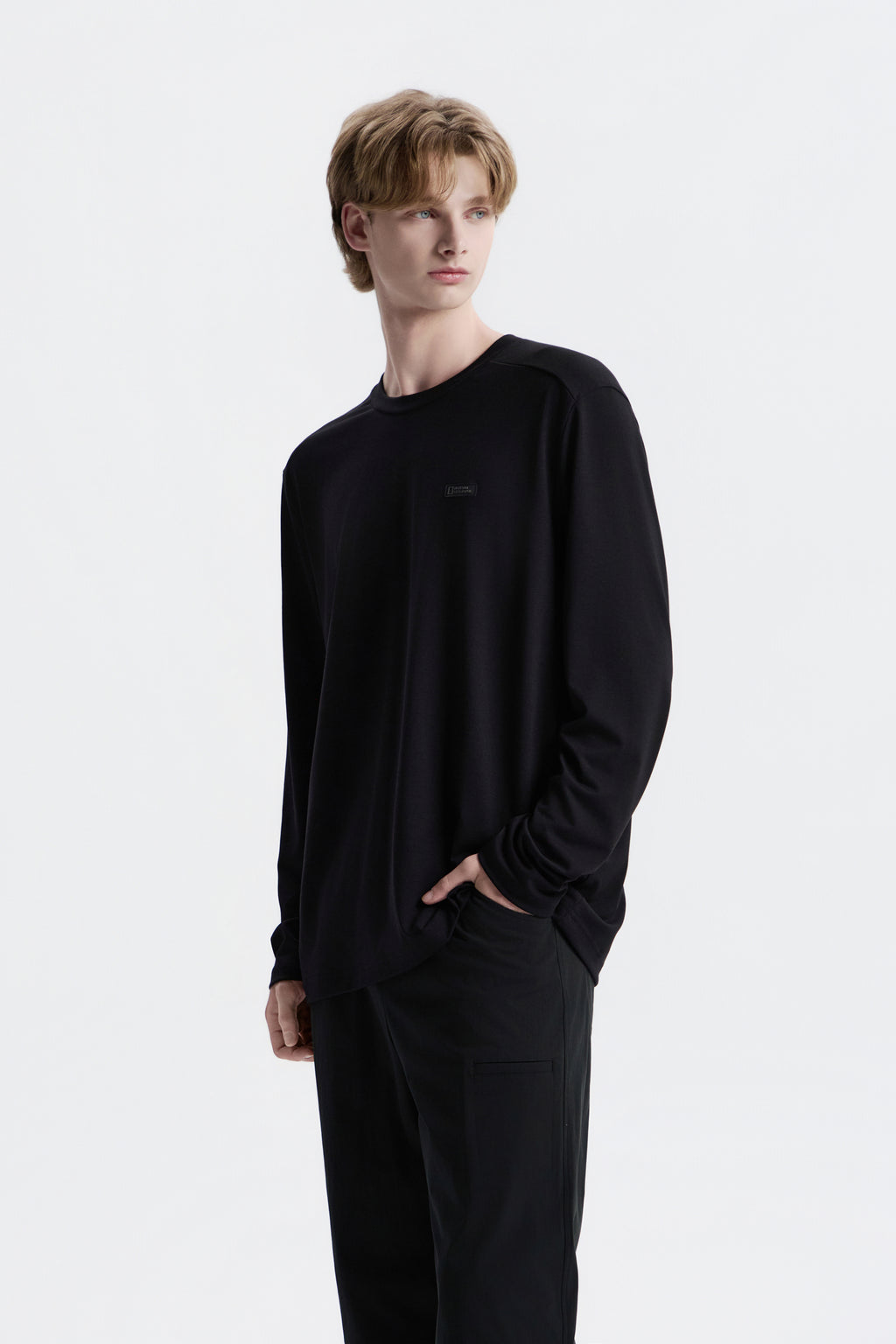 Unisex Caph Small Logo Long Sleeved T-Shirt- Black