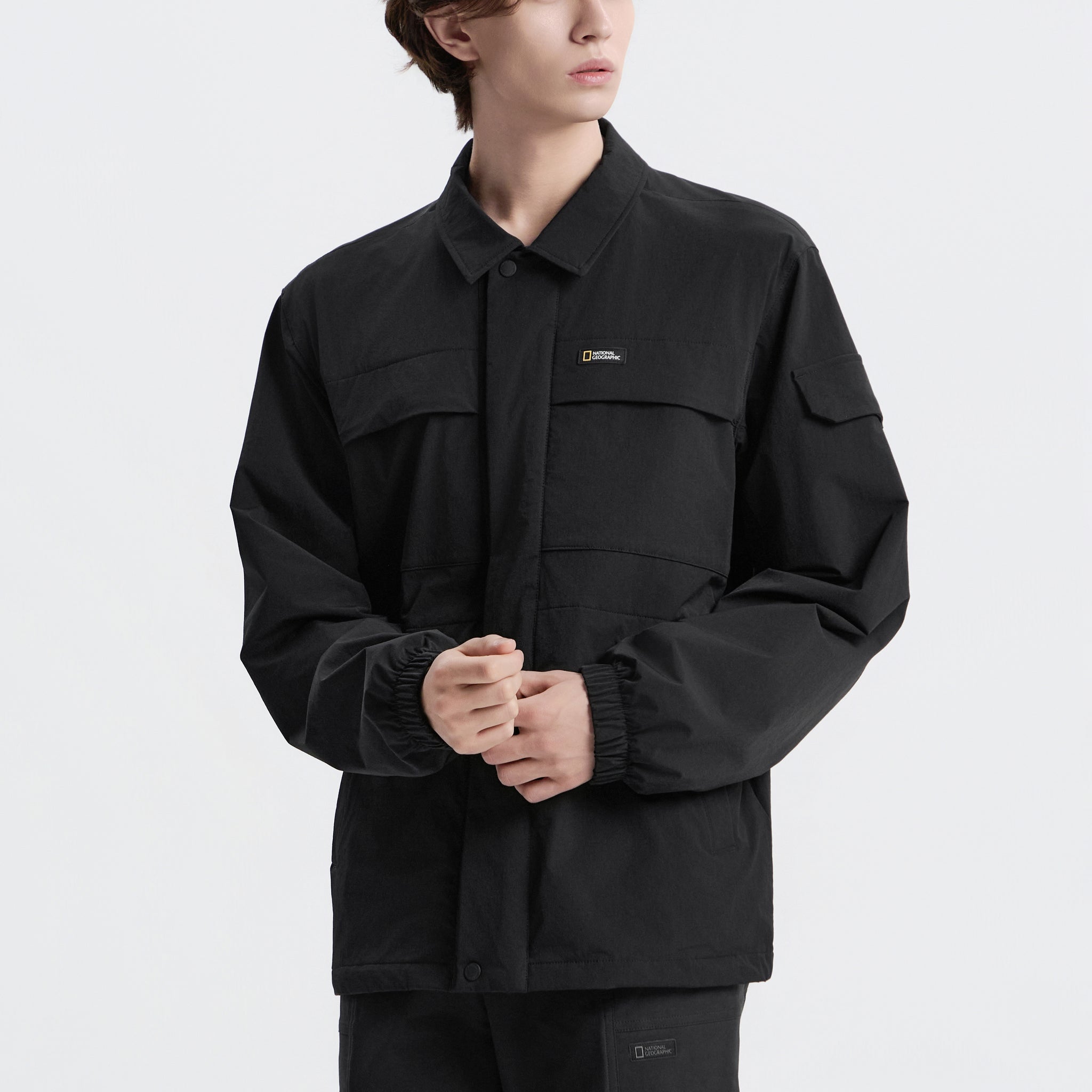 UNISEX ARCHELON WOVEN COLLAR NECK JACKET- BLACK