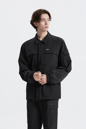 UNISEX ARCHELON WOVEN COLLAR NECK JACKET- BLACK