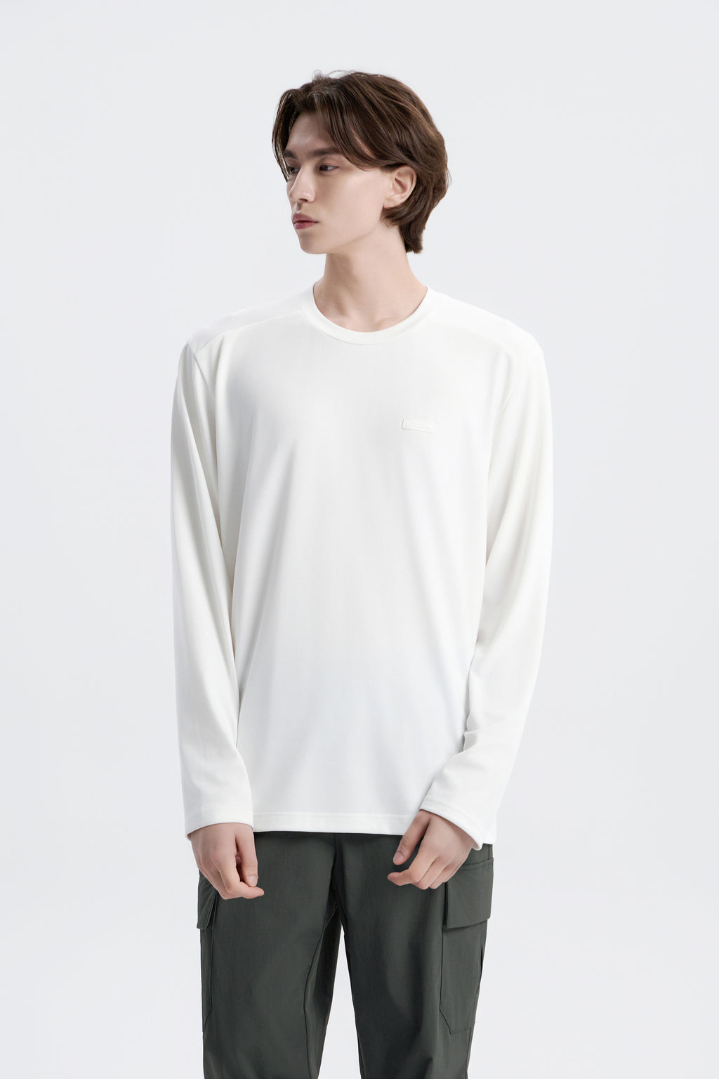 Unisex Caph Small Logo Long Sleeved T-Shirt- O/White