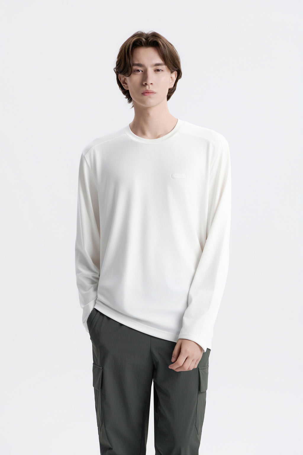 Unisex Caph Small Logo Long Sleeved T-Shirt- O/White