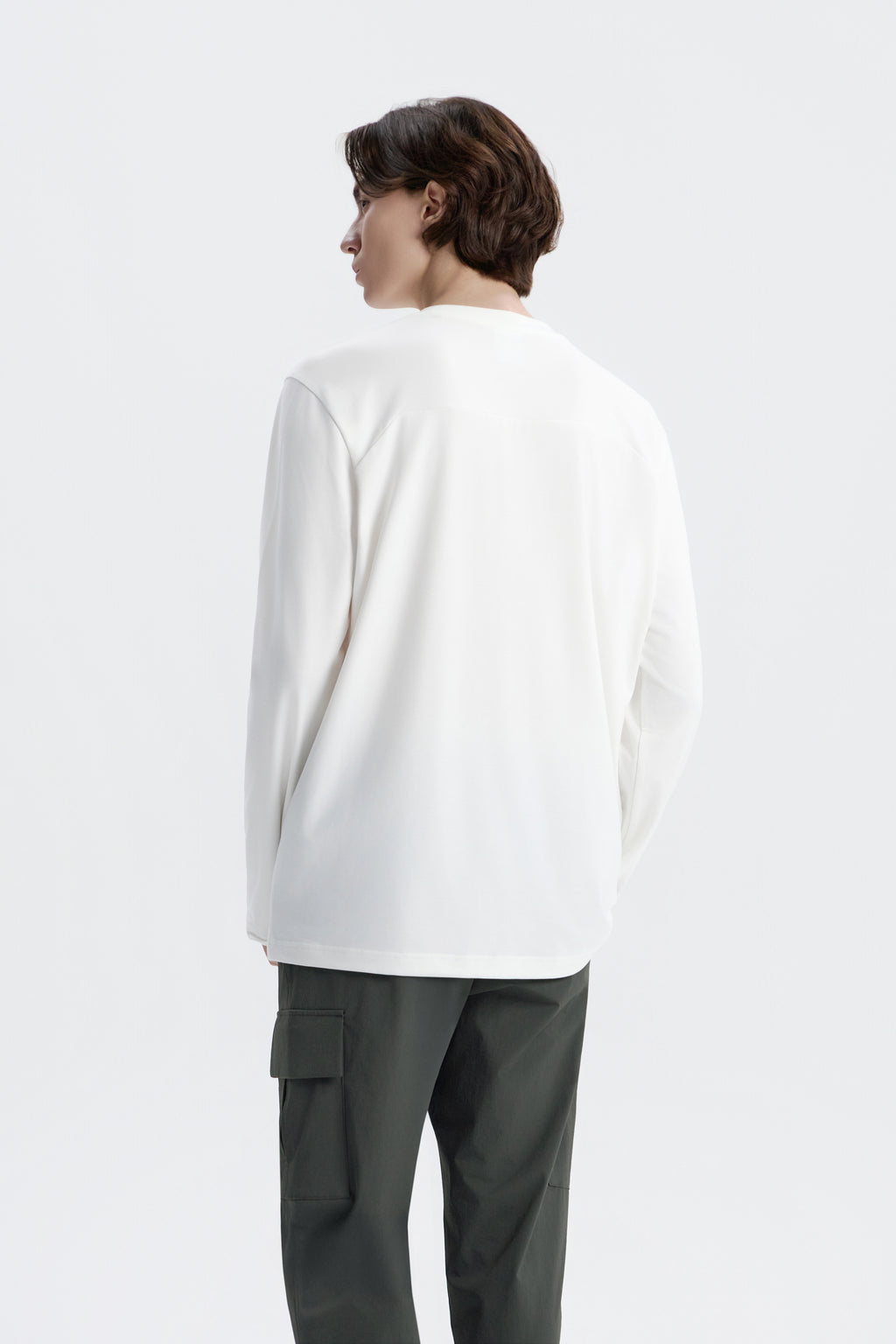 Unisex Caph Small Logo Long Sleeved T-Shirt- O/White