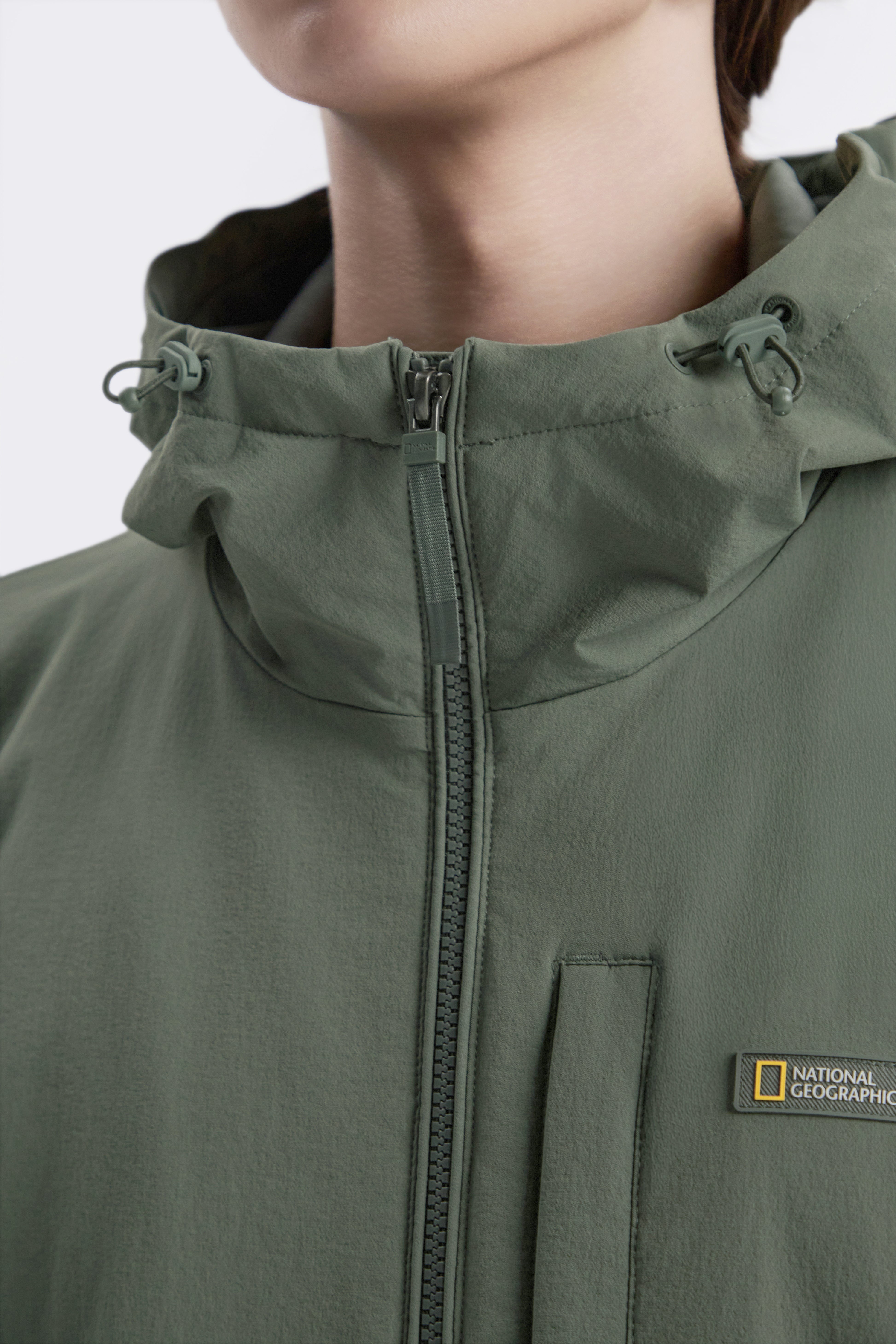 ARCHELON WOVEN STRETCH HOODIE ZIP-UP- KHAKI – National