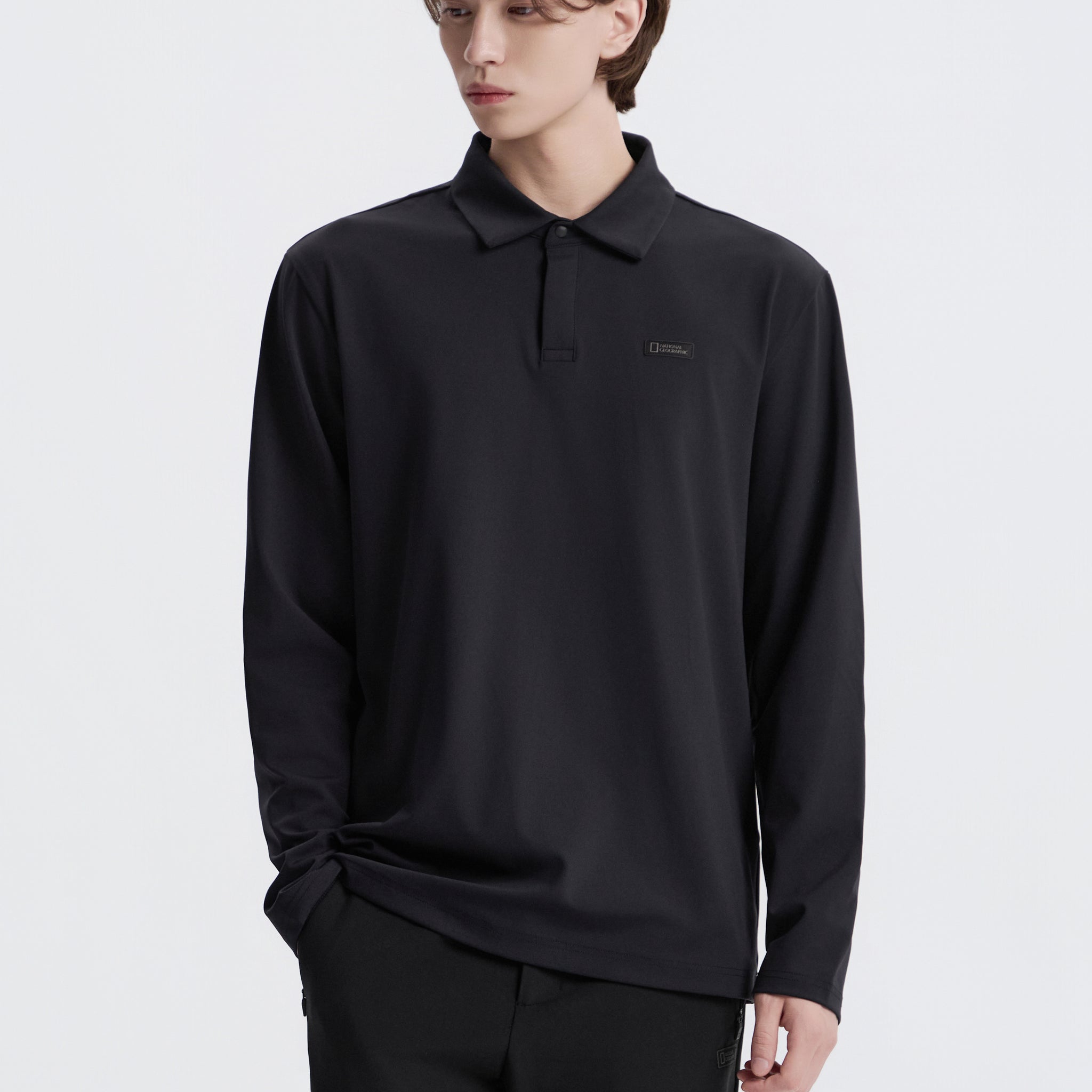 MEN'S CAPH FUNCTIONAL LONG SLEEVED POLOSHIRT- BLACK