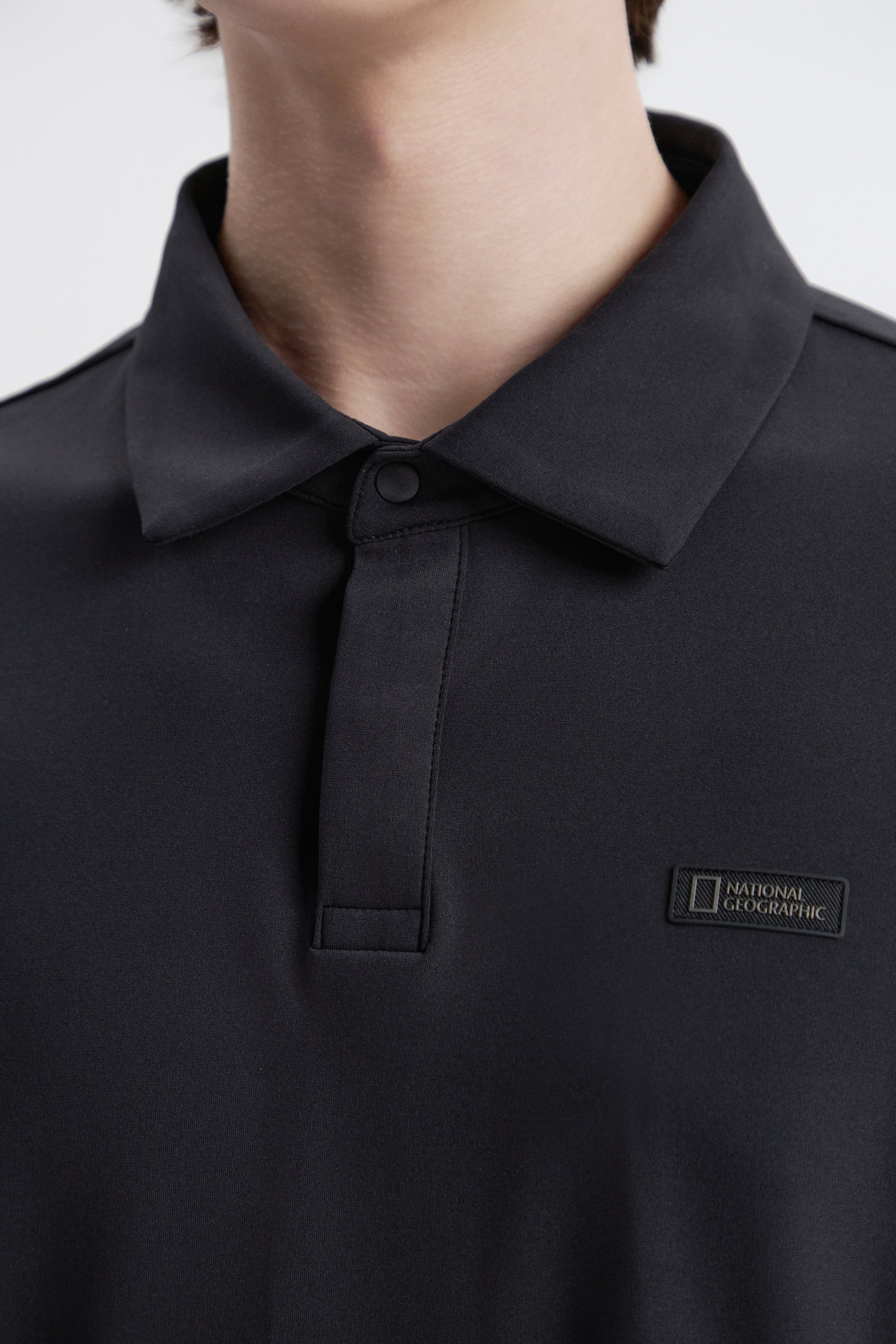 Men'S Caph Functional Long Sleeved Poloshirt- Black