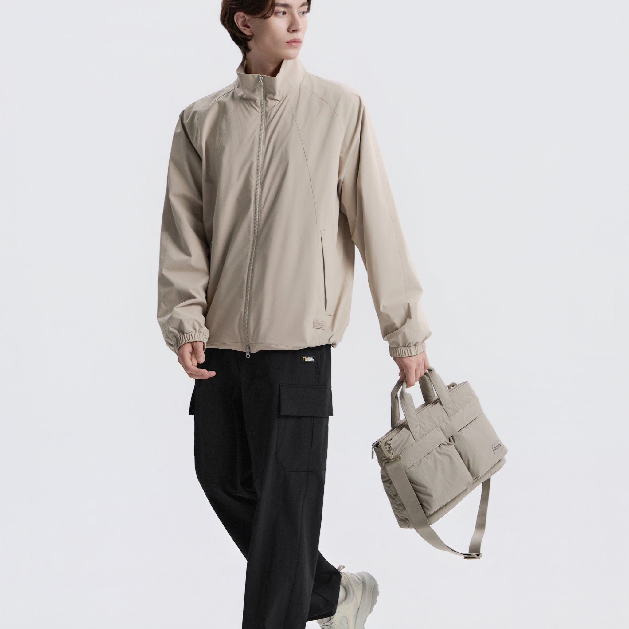 UNISEX LIGHT WIDE TOTE BAG- BEIGE