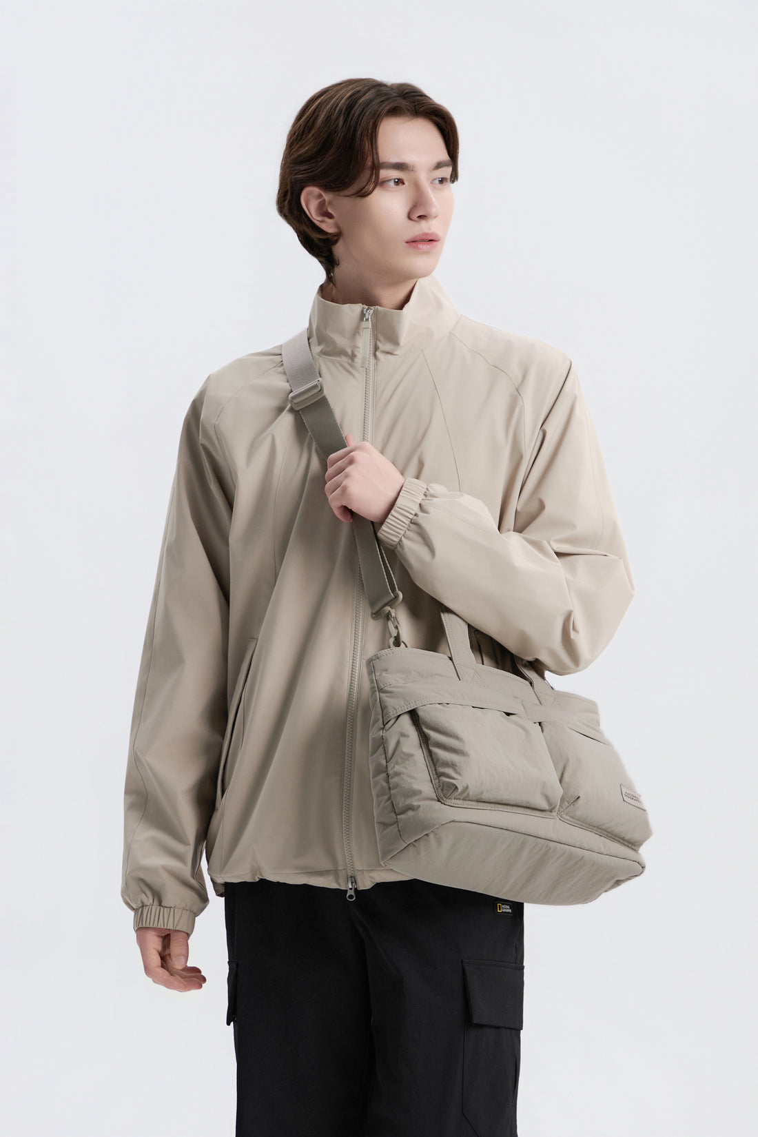 UNISEX LIGHT WIDE TOTE BAG- BEIGE