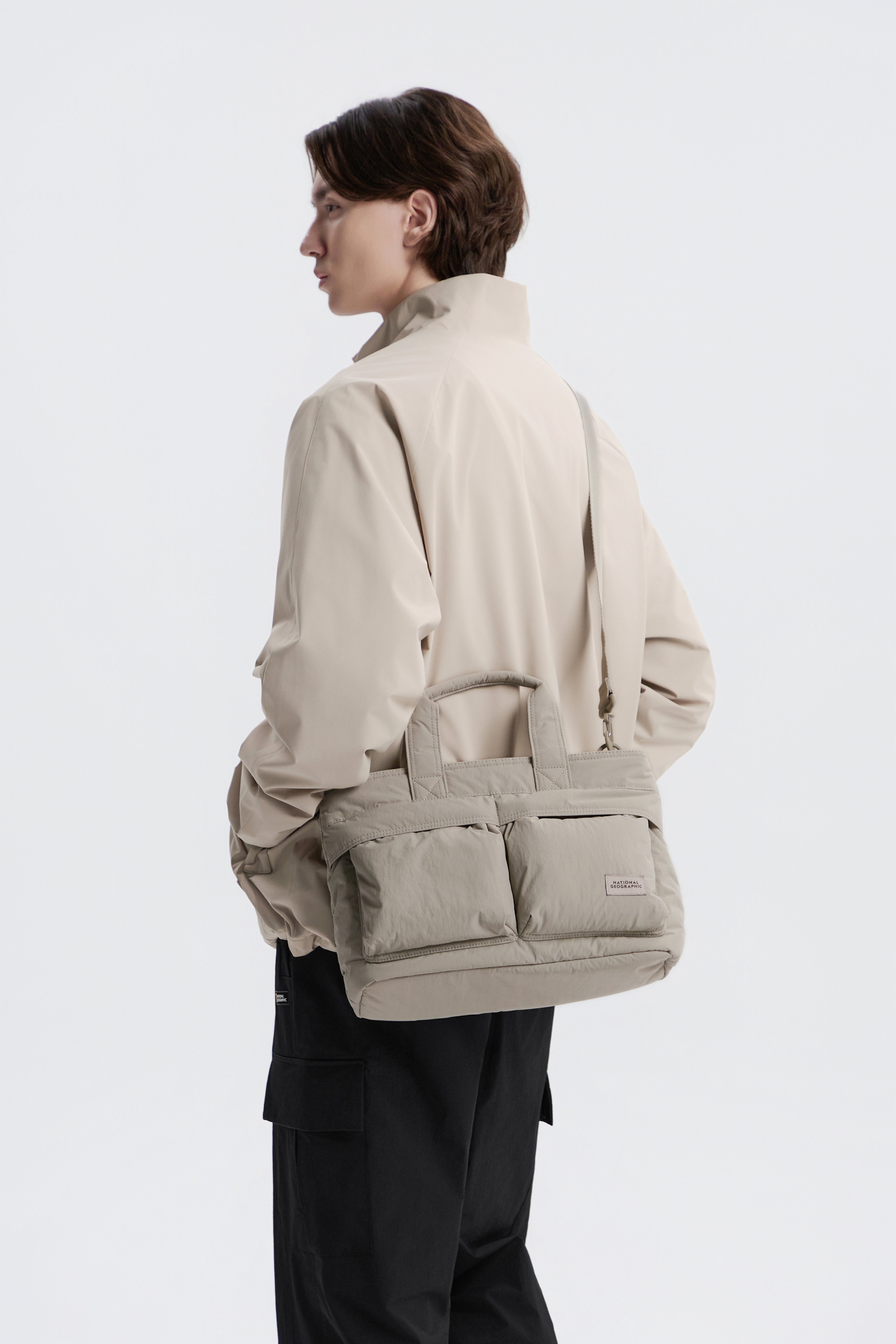 Unisex Light Wide Tote Bag- Beige