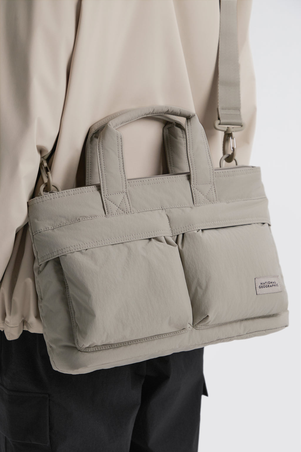 Unisex Light Wide Tote Bag- Beige