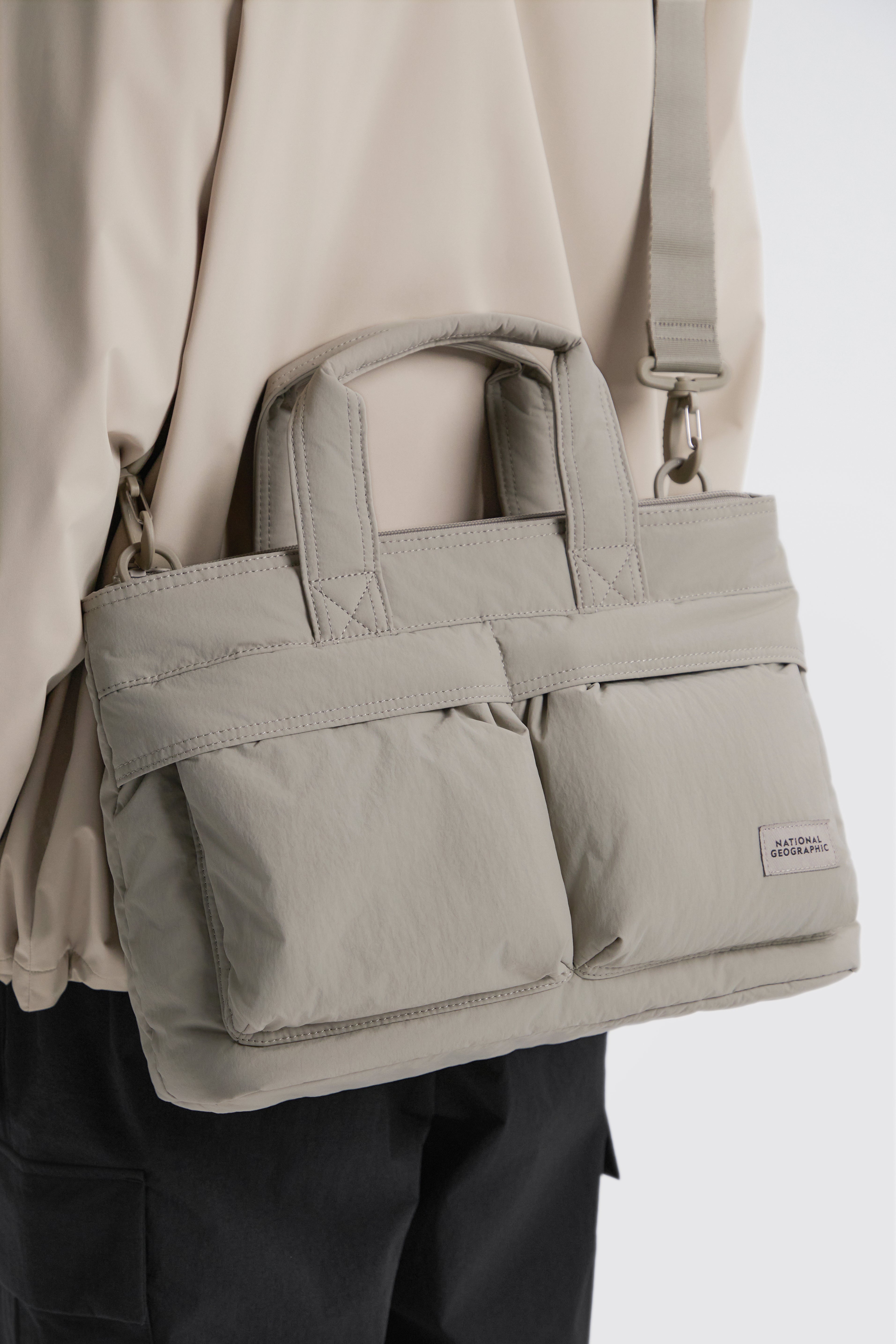 Unisex Light Wide Tote Bag- Beige