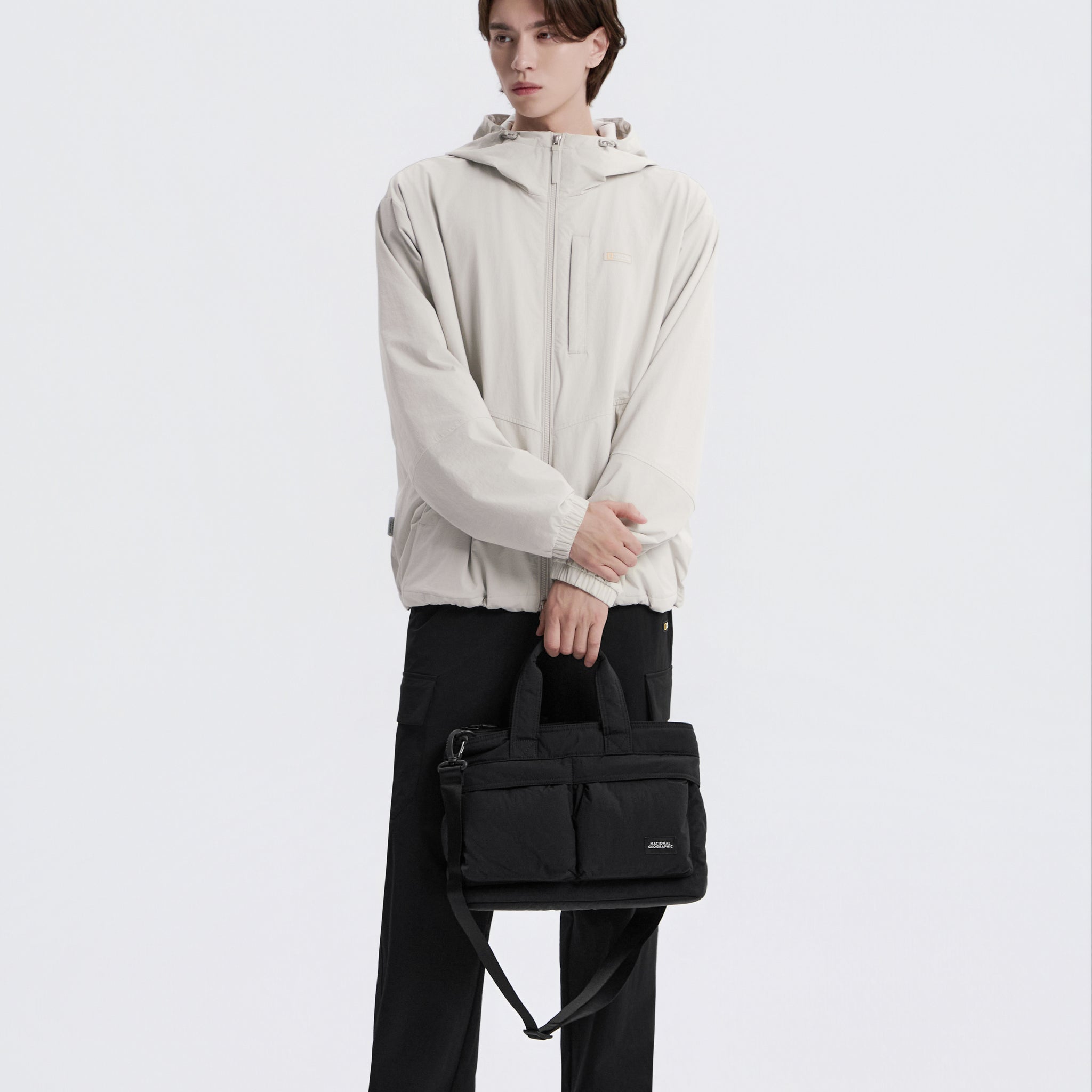UNISEX LIGHT WIDE TOTE BAG- BLACK