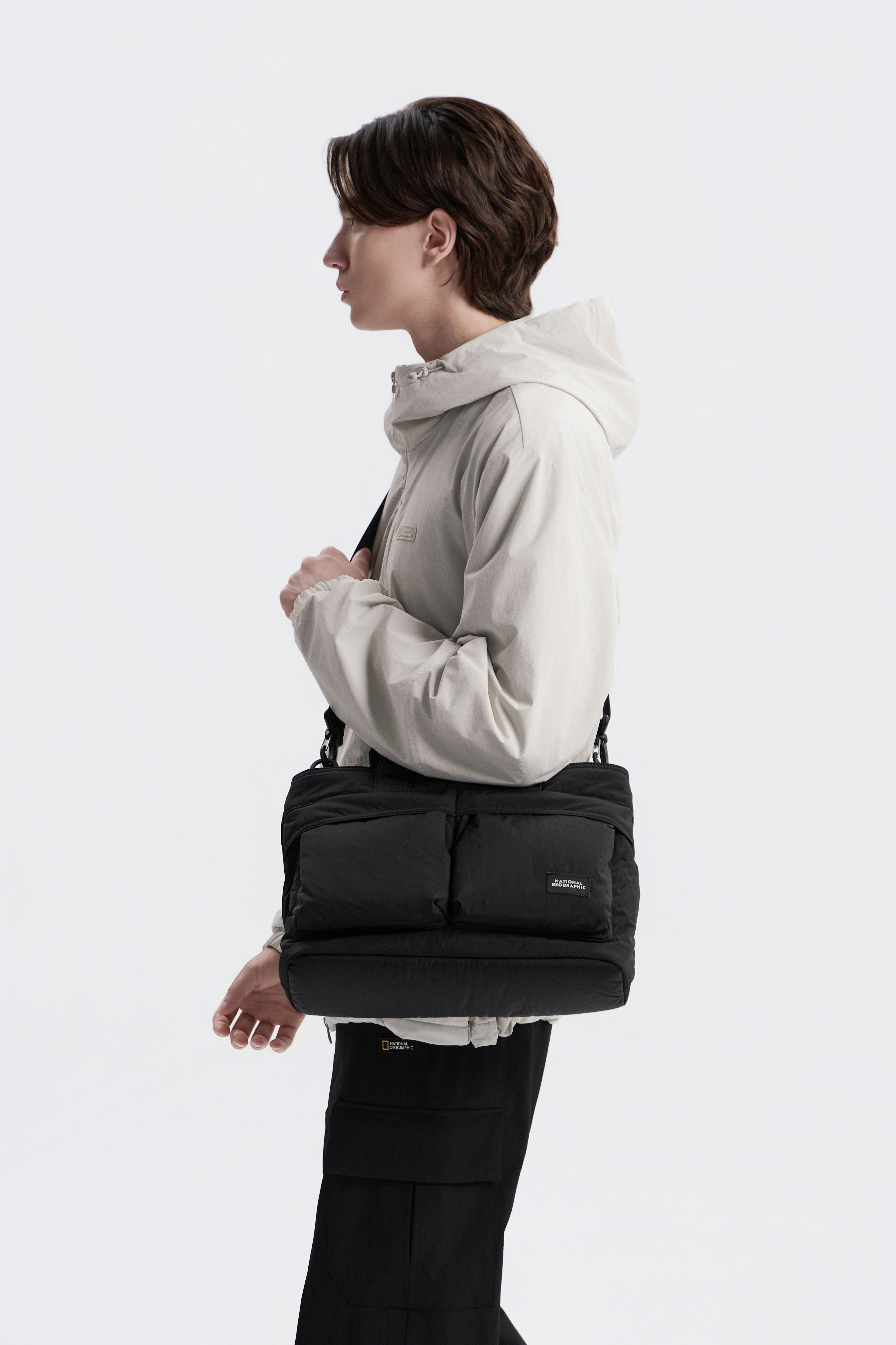 Unisex Light Wide Tote Bag- Black
