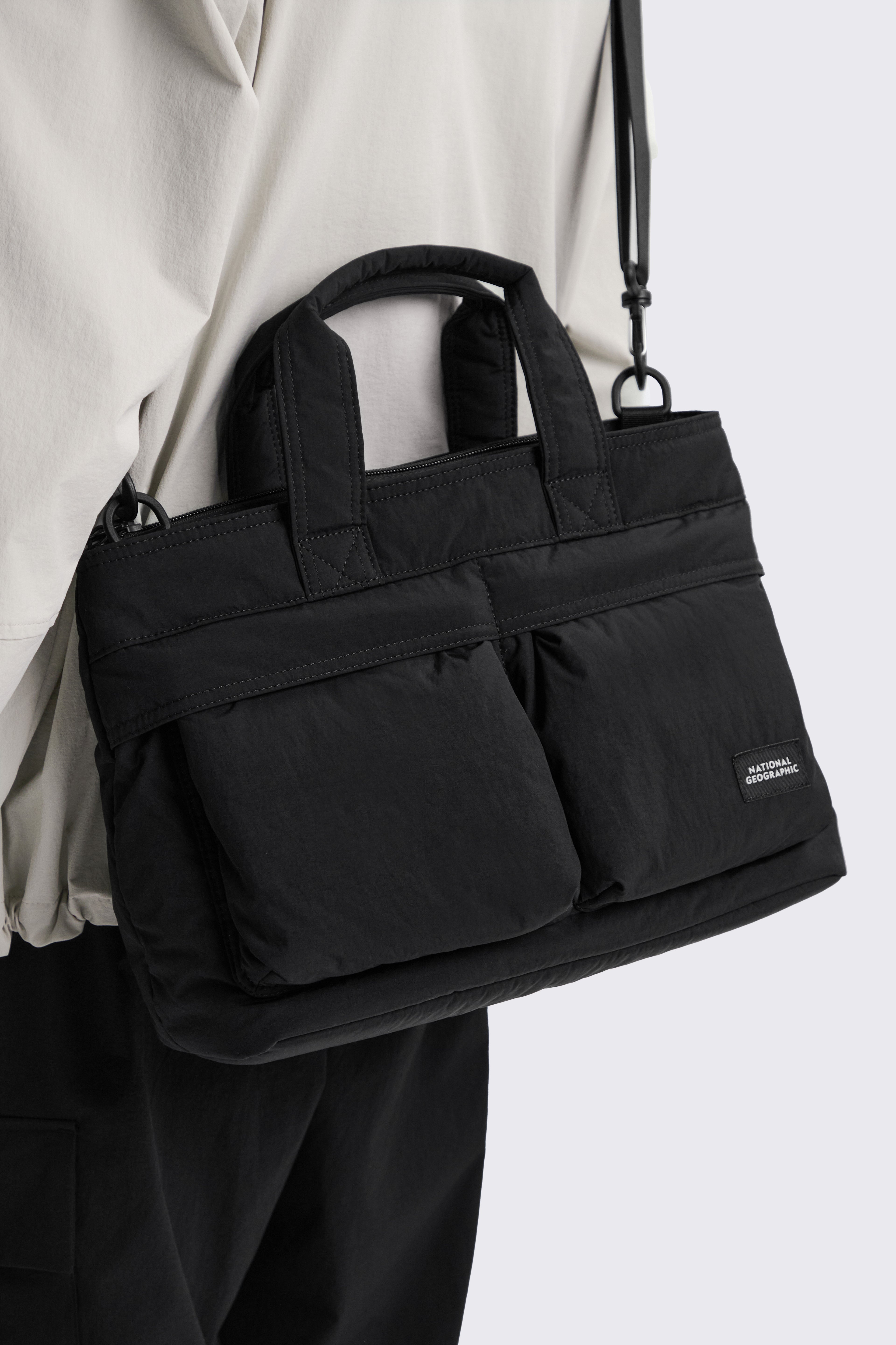 Unisex Light Wide Tote Bag- Black