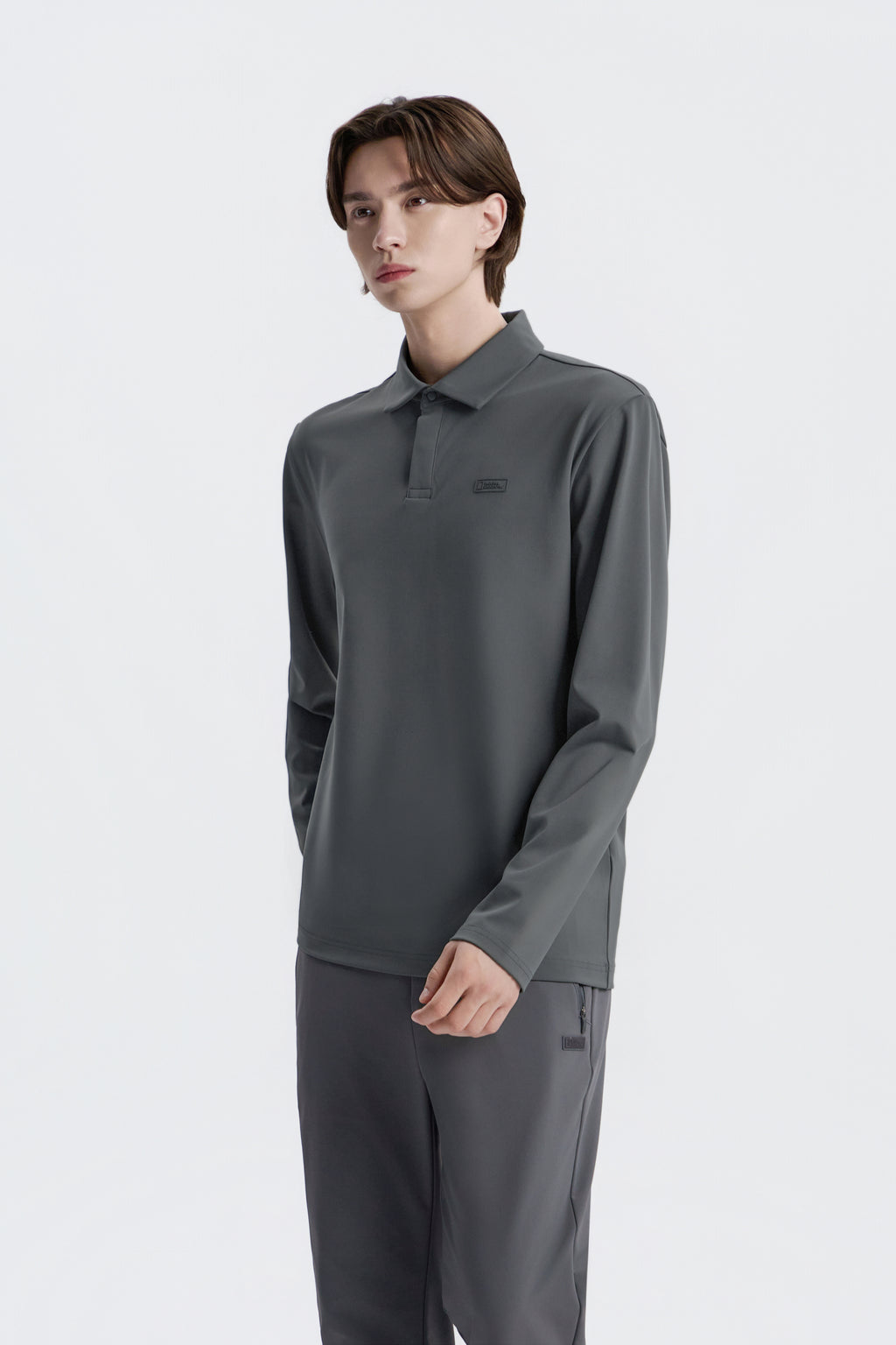 Men'S Caph Functional Long Sleeved Poloshirt- Iron Grey